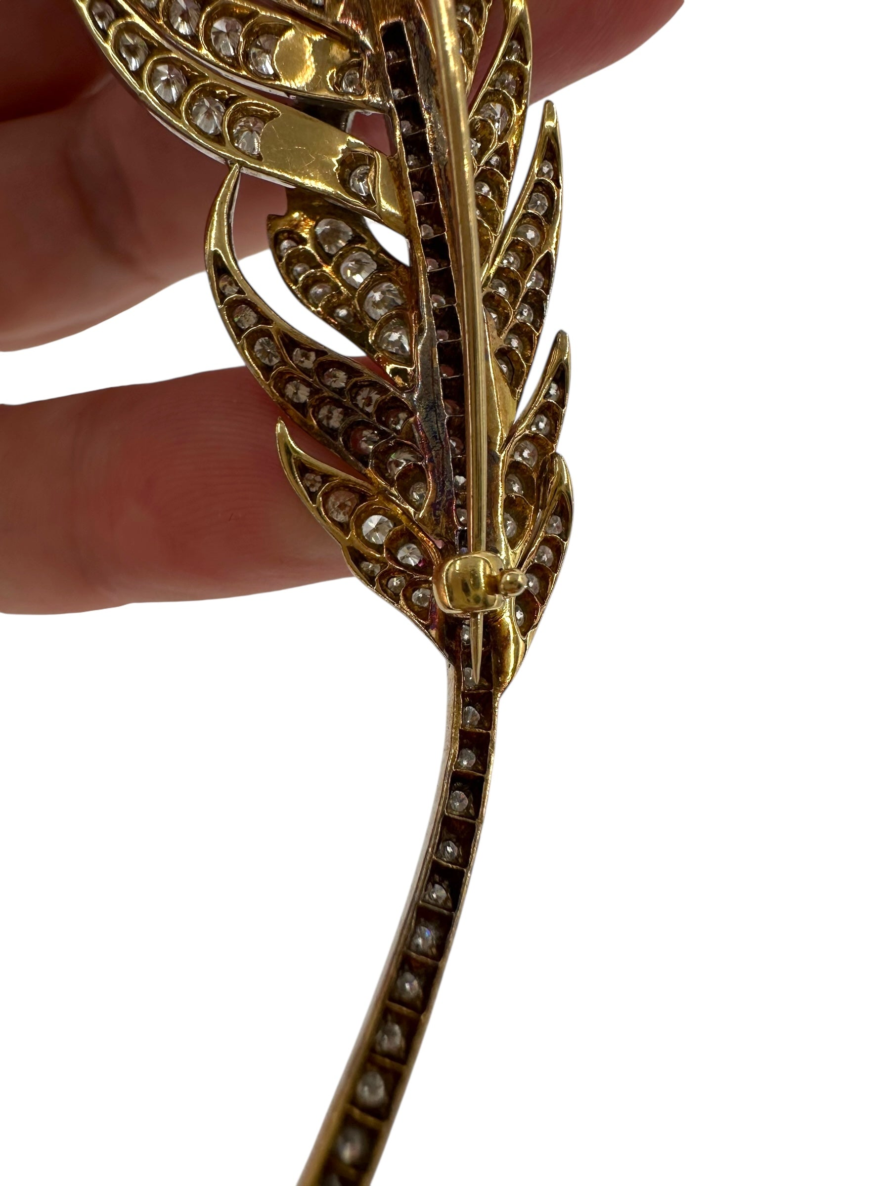 Platinum/ 18k Diamond Feather Brooch
