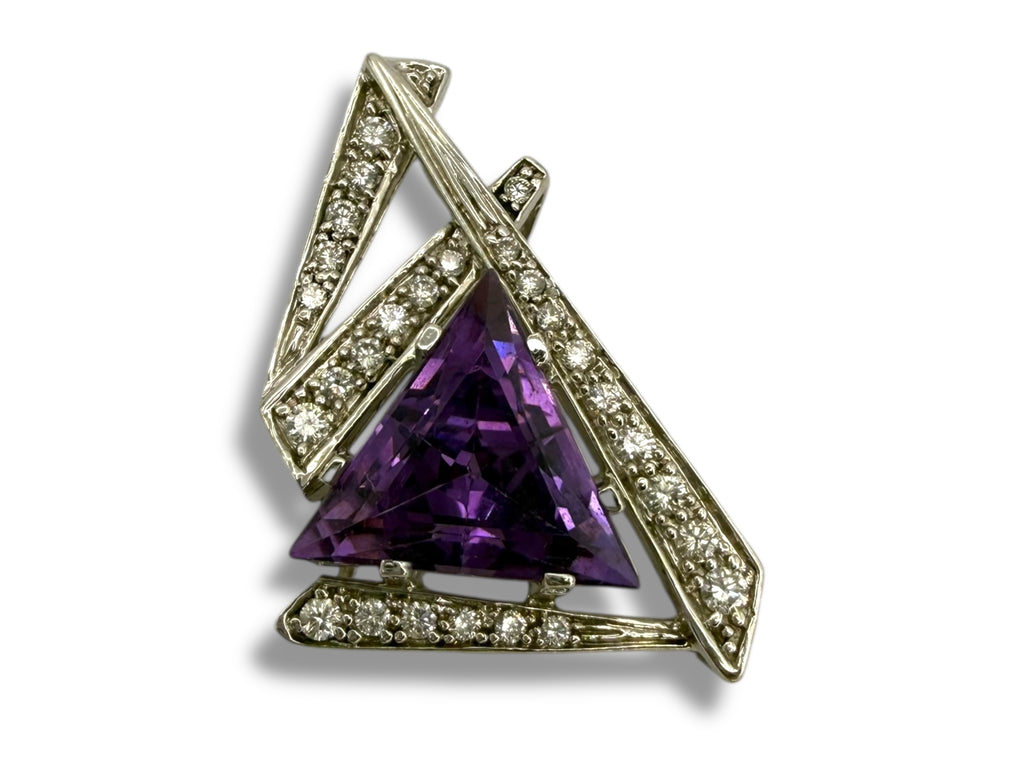 14k Amethyst Diamond Pendant