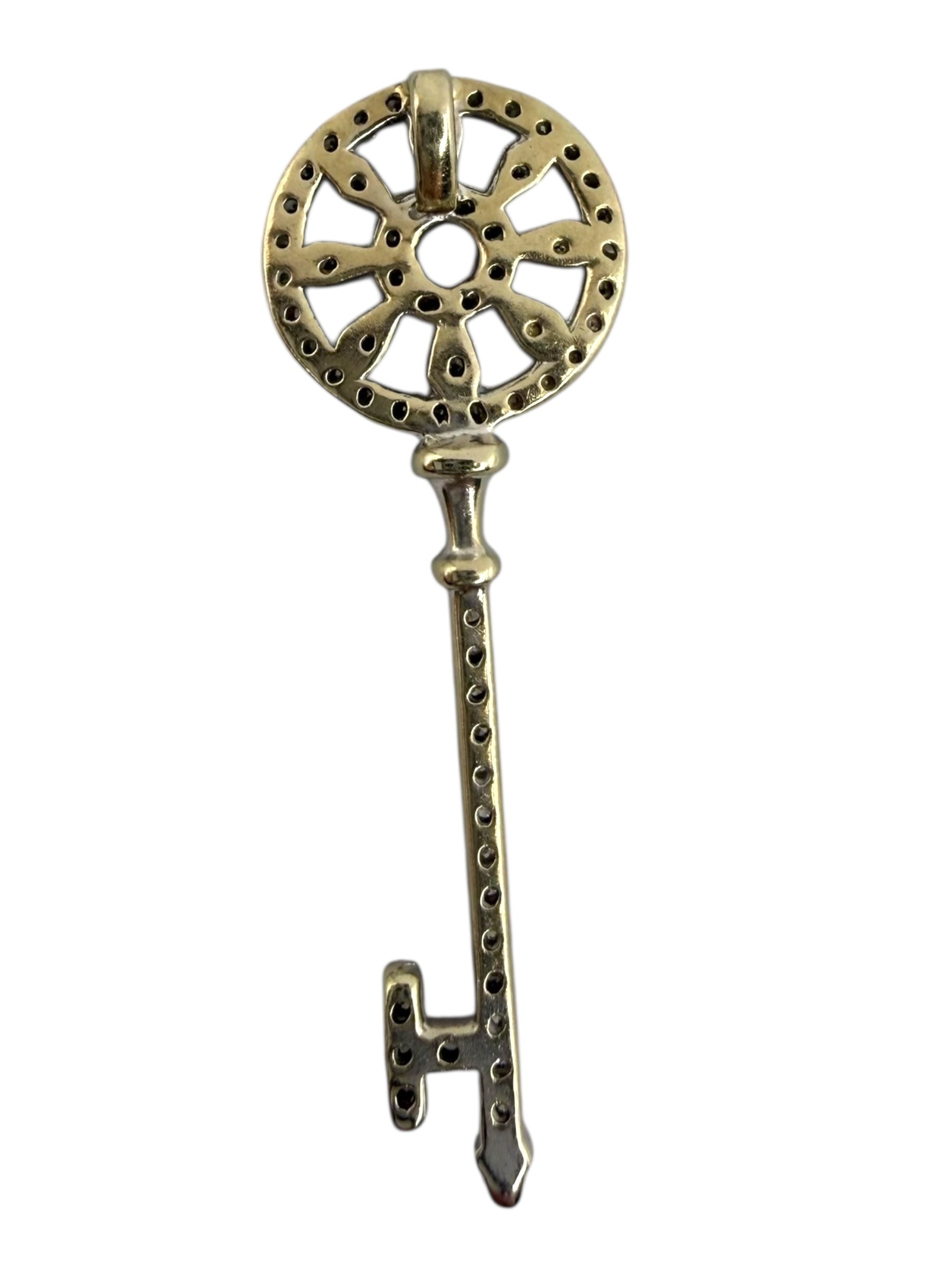 14k Diamond Key Pendant