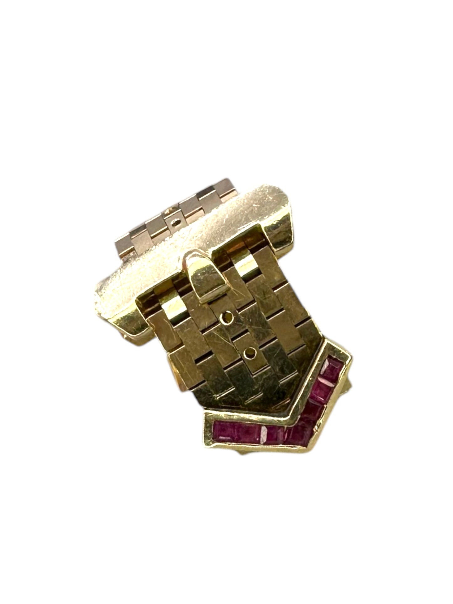 14k Retro Ruby Buckle Ring