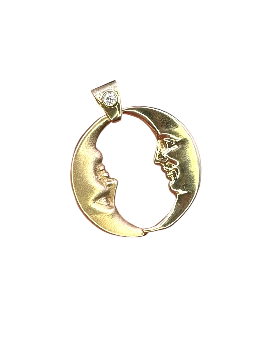 14k Diamond Moon Pendant