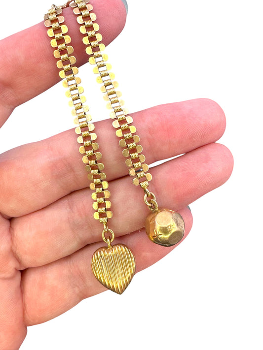 14k Rosy Victorian Heart Orb Watch Fob