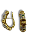18k Emerald Diamond Hoop Earrings