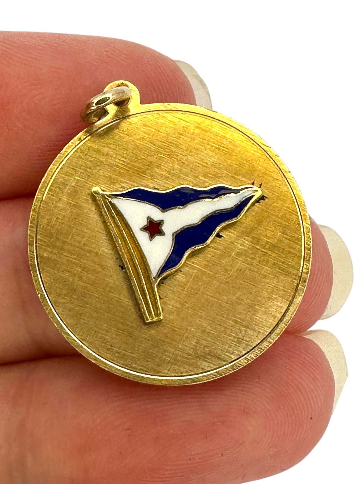 14k Enamel Nautical Flag Pendant
