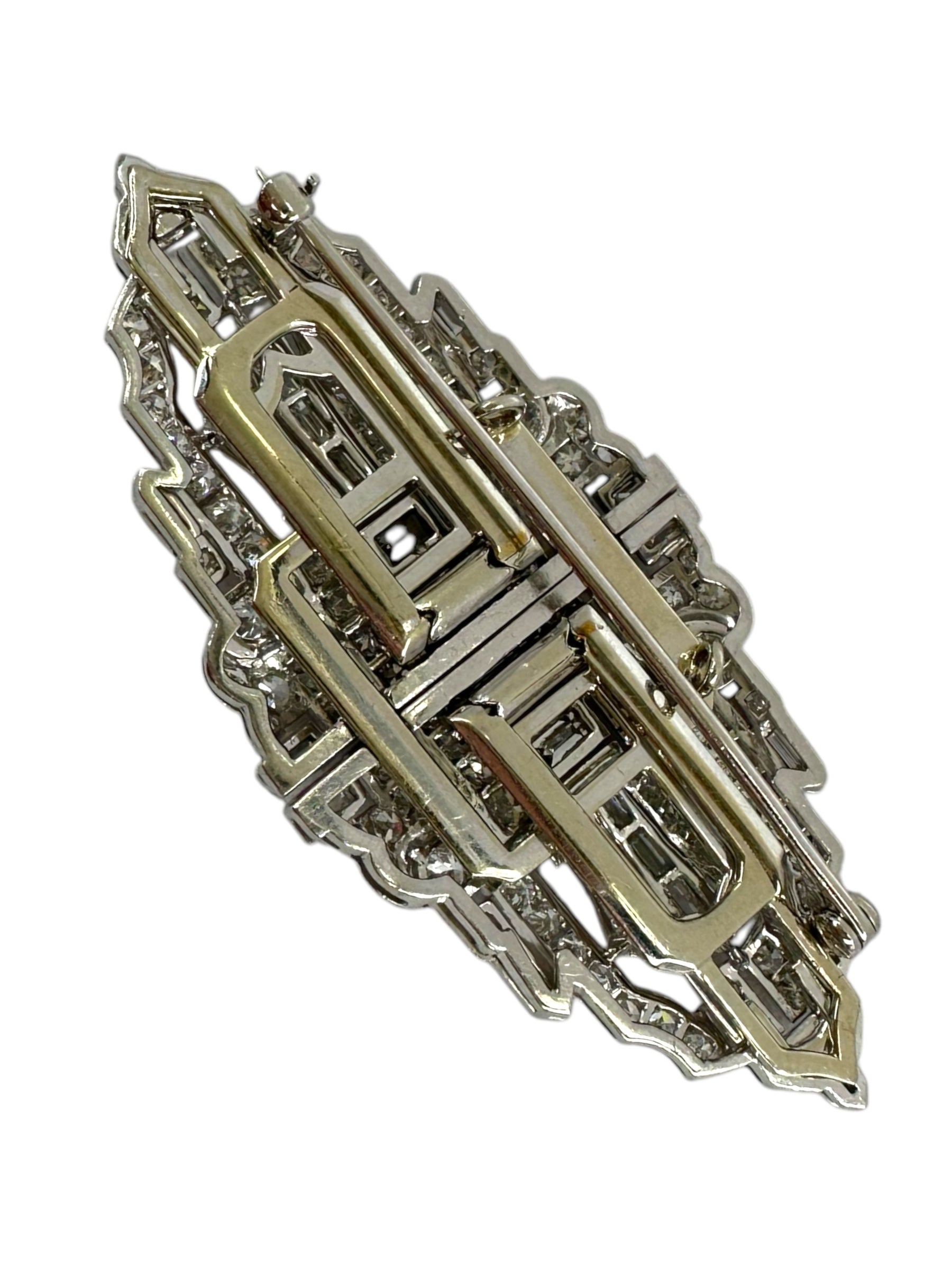 Platinum Double Clip Diamond Brooch