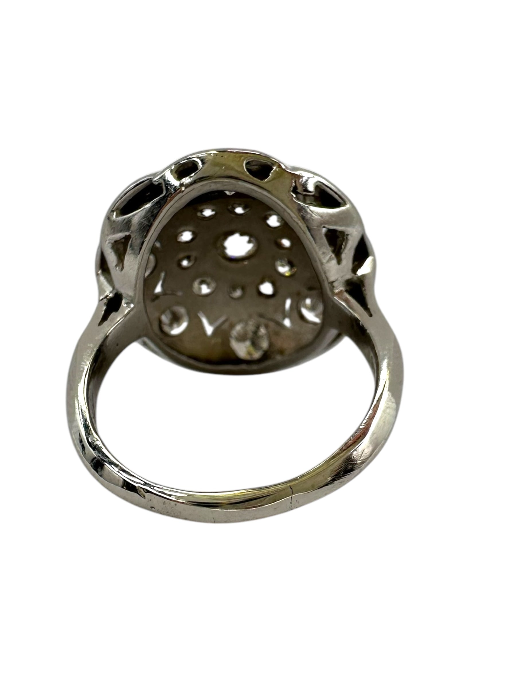 14k White Gold Diamond Round Cluster Ring
