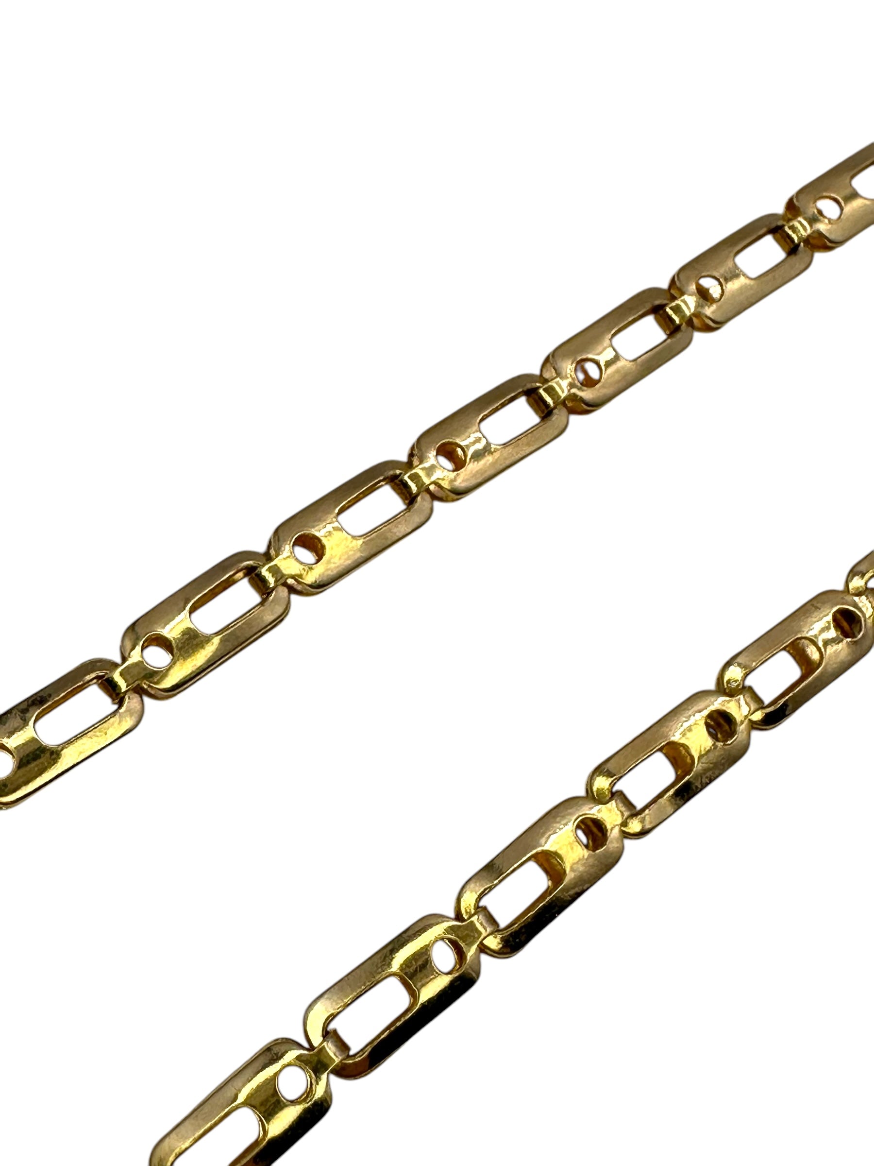 18k Yellow Gold Dot Dash Fancy Link Necklace
