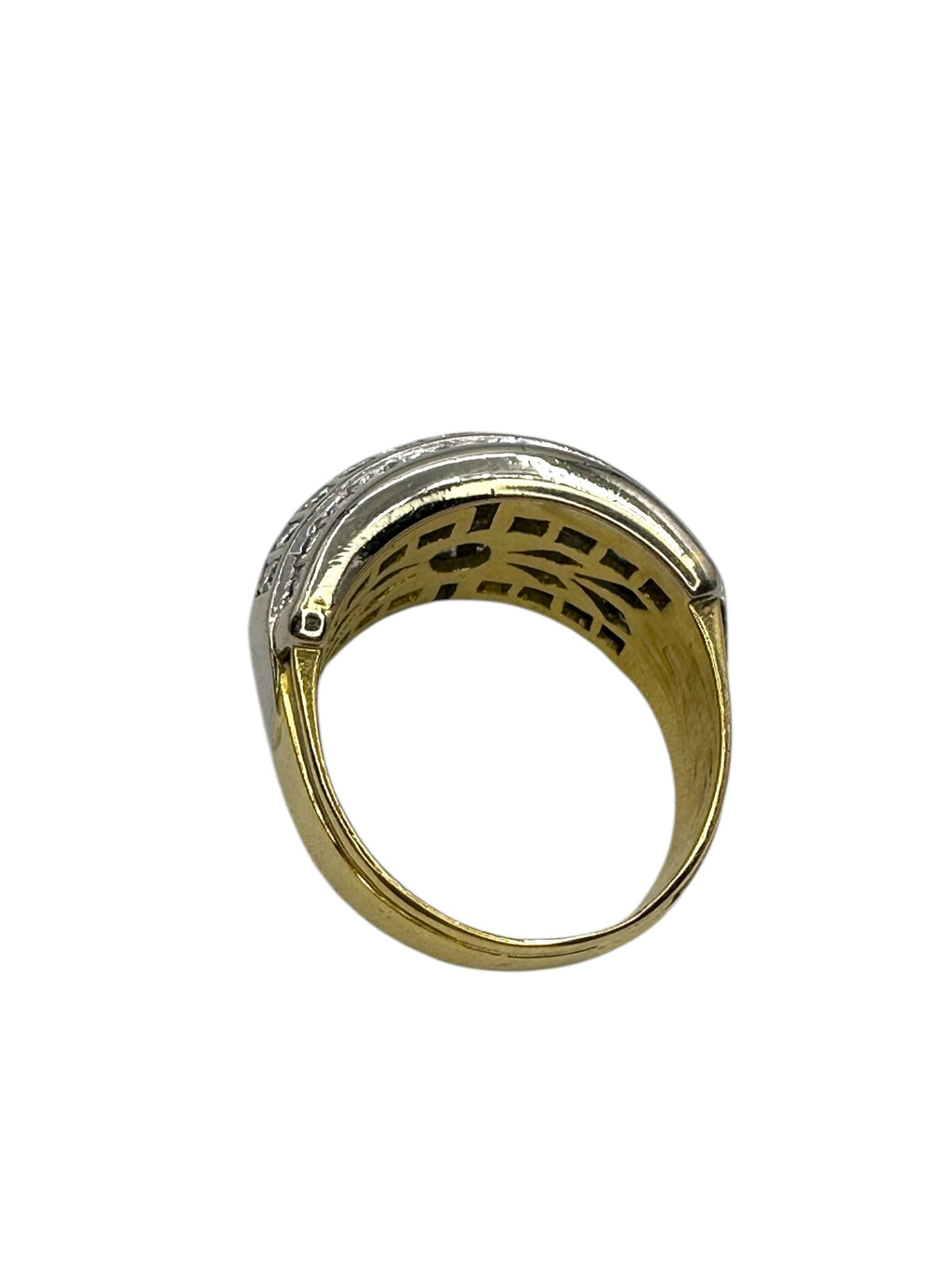 18k Two Tone Chunky Diamond Band Ring