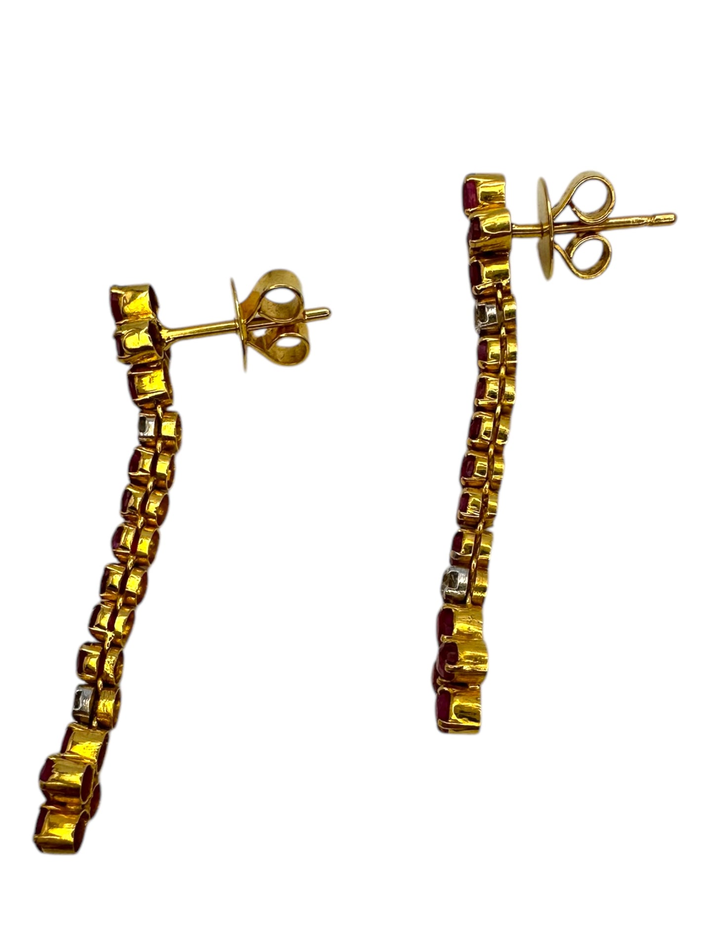21k Ruby Diamond Cross Drop Earrings