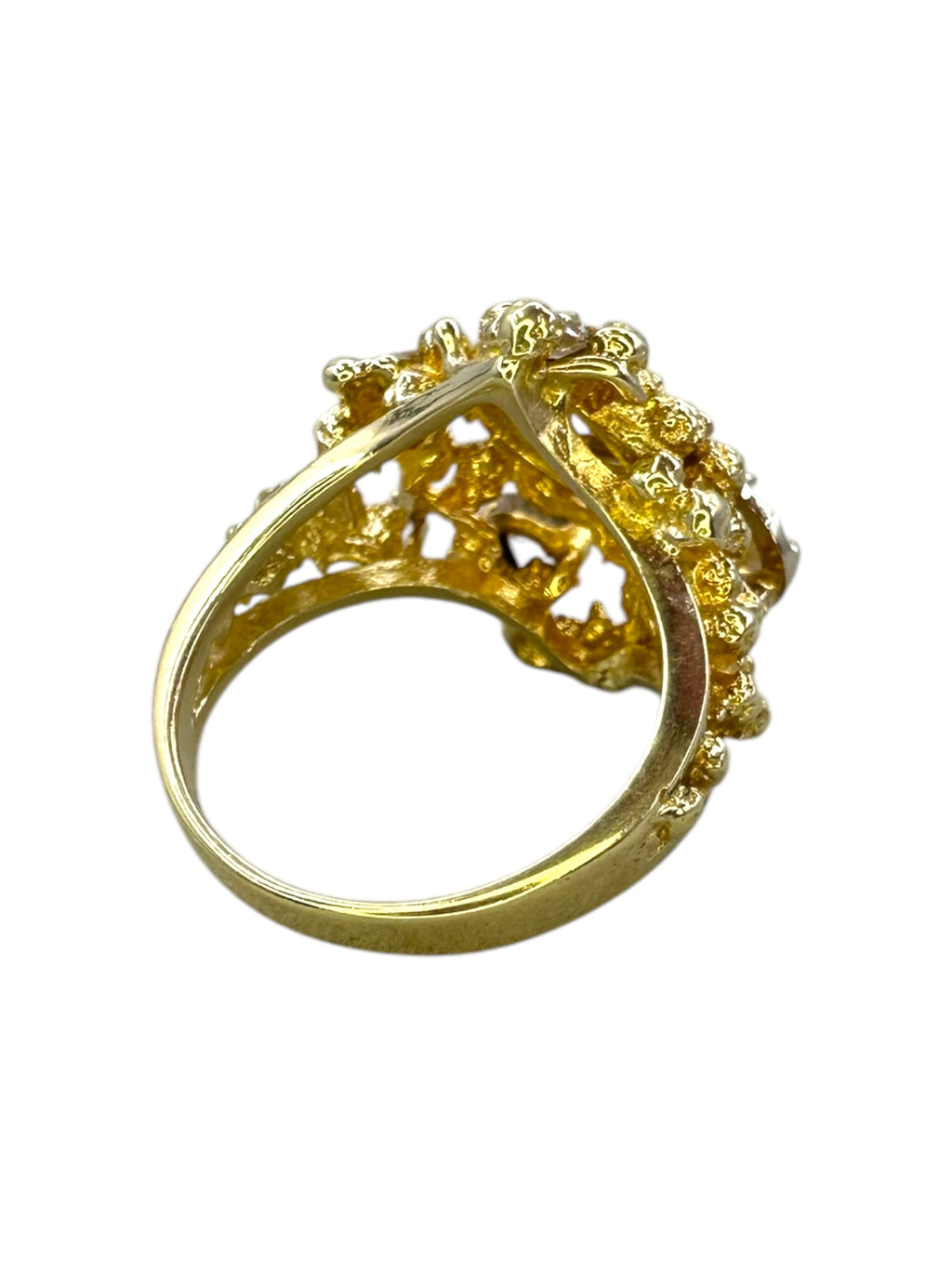 14k Chunky Diamond Brutalist Style Ring