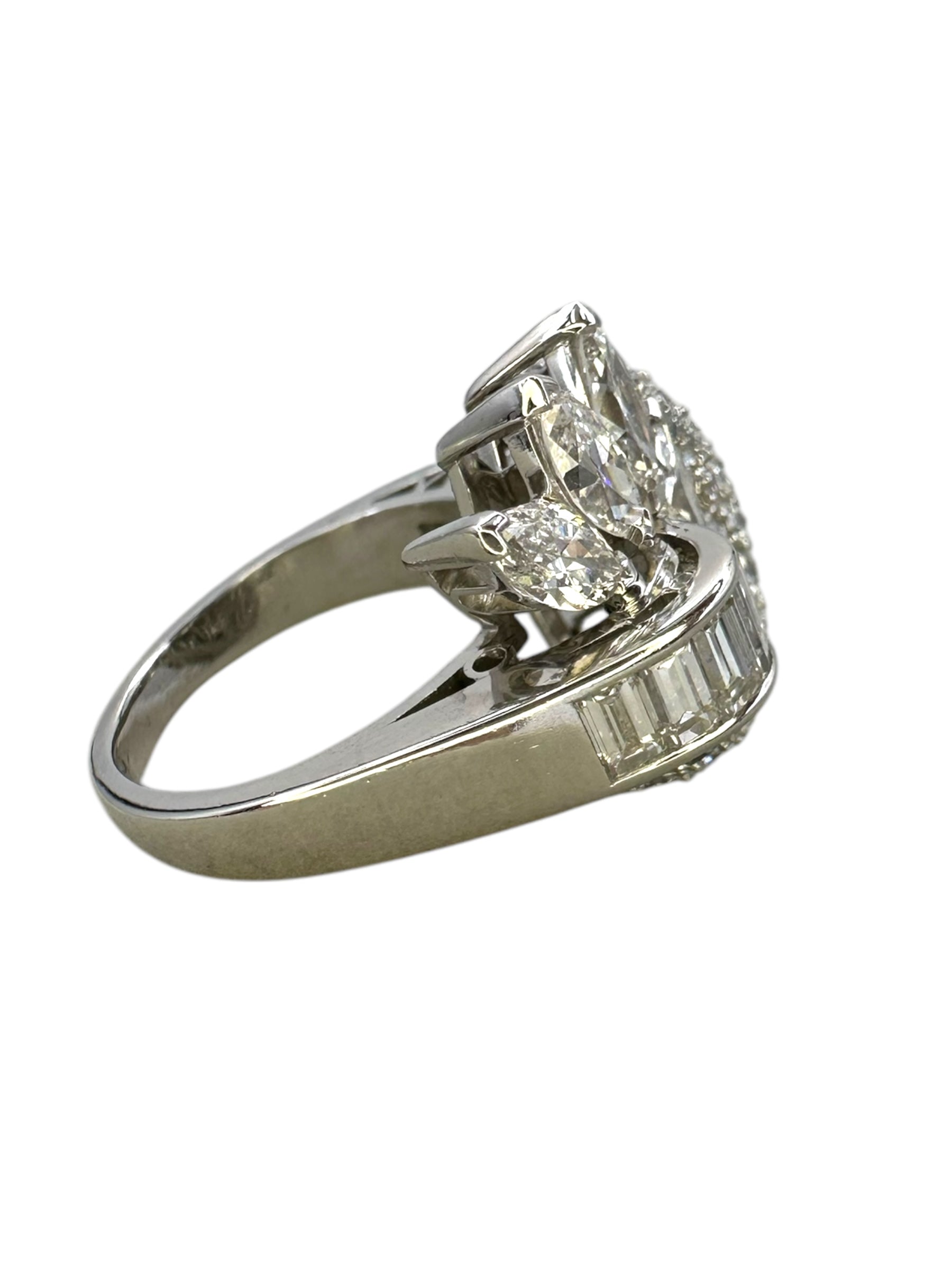 Retro Platinum Diamond Cocktail Ring