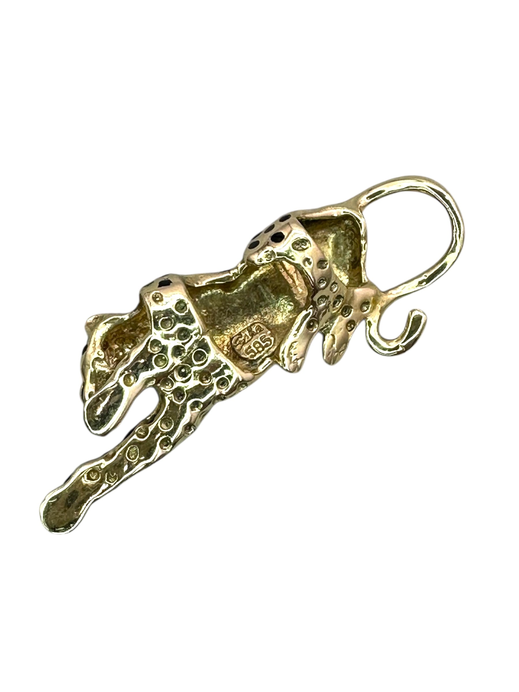 14k Enamel Panther Slide Pendant