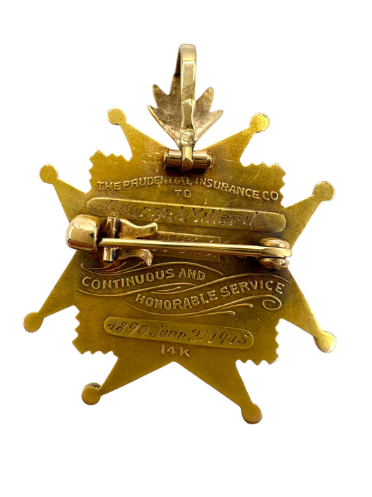 14k Enamel Diamond “25” Medallion Brooch/ Pendant