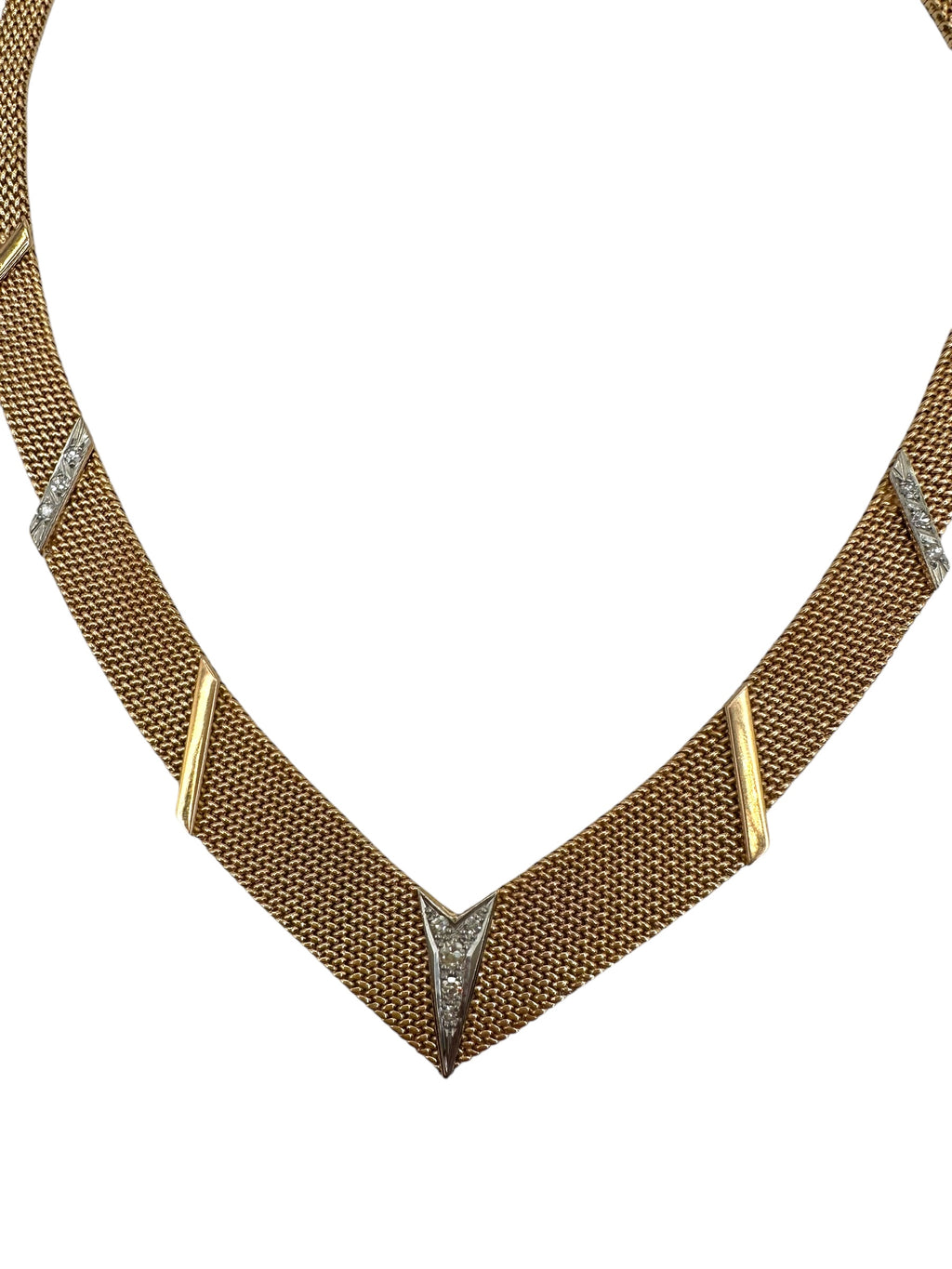18k Retro Diamond Mesh Necklace