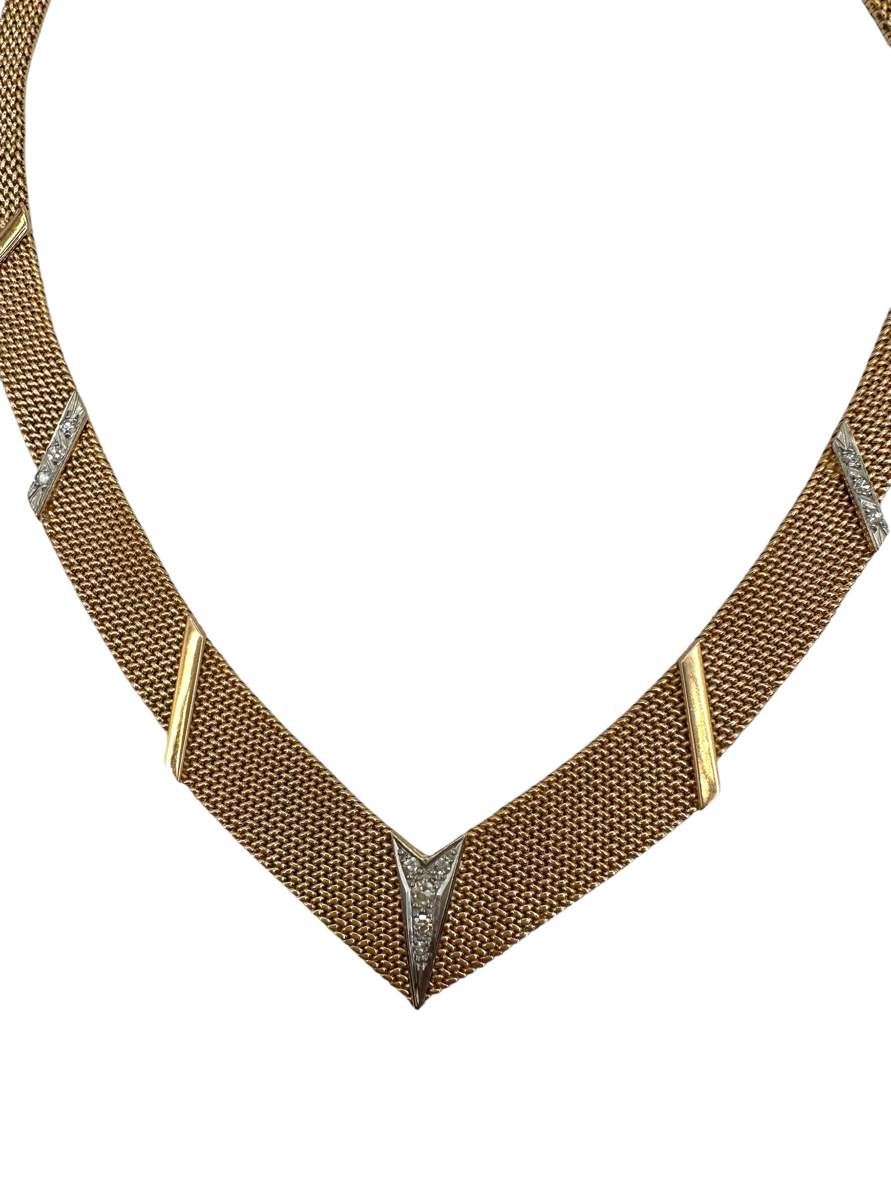 18k Retro Diamond Mesh Necklace