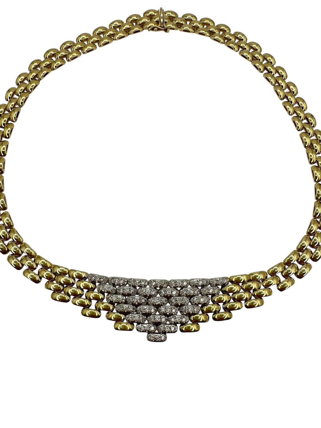 14k Diamond Panther Link Collar Necklace