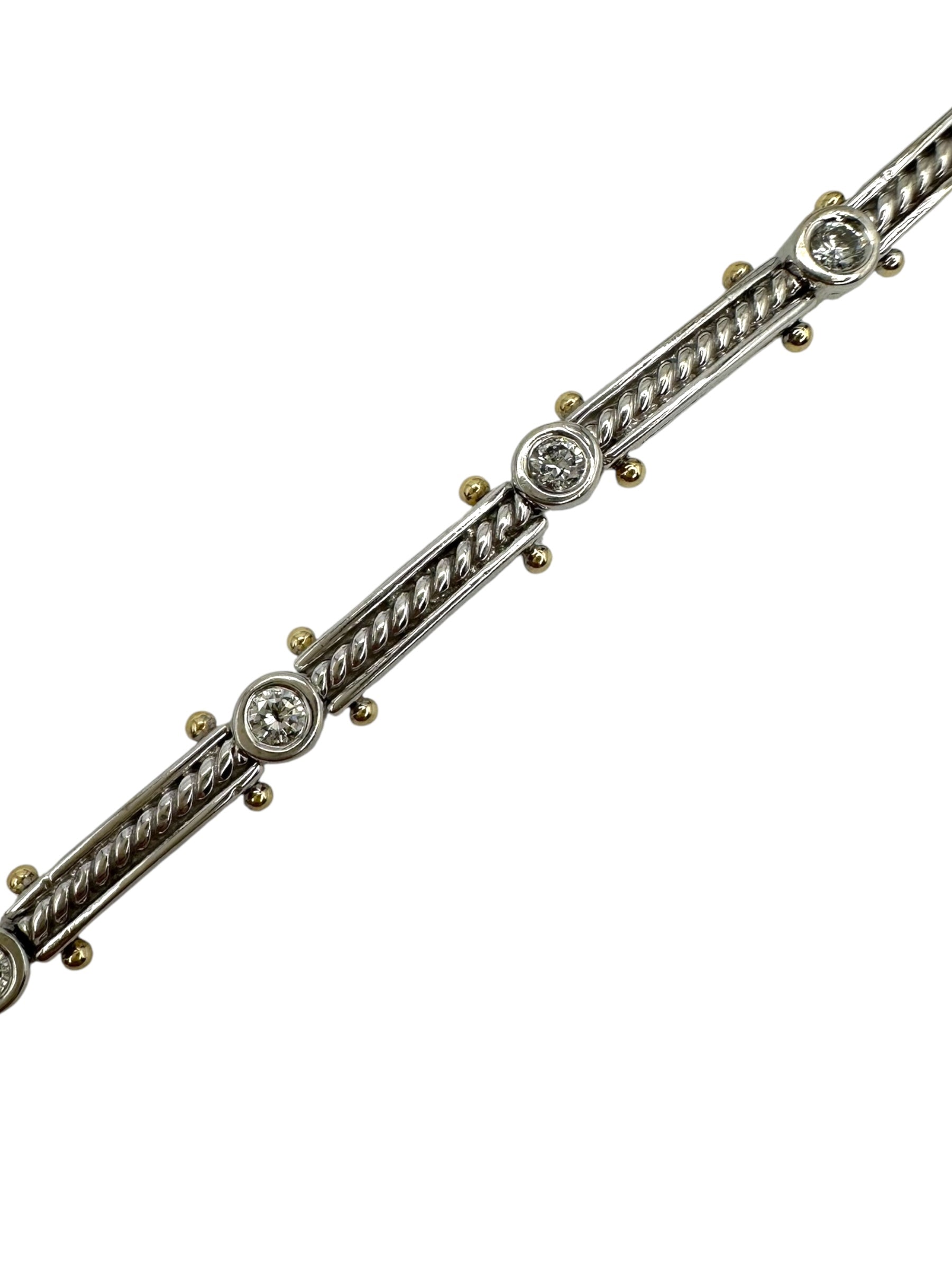 14k Diamond Bar Link Station Bracelet