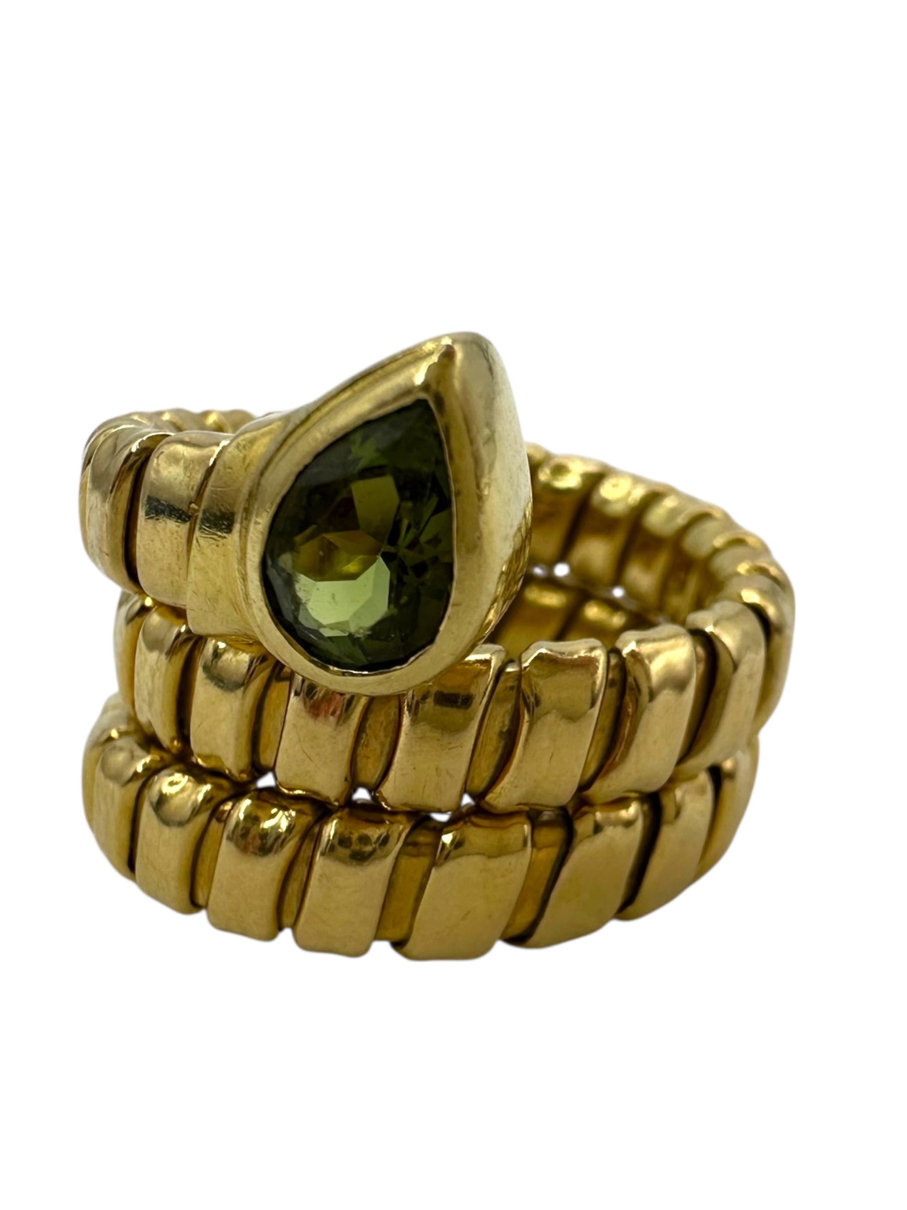18k Tubogas Peridot Snake Ring