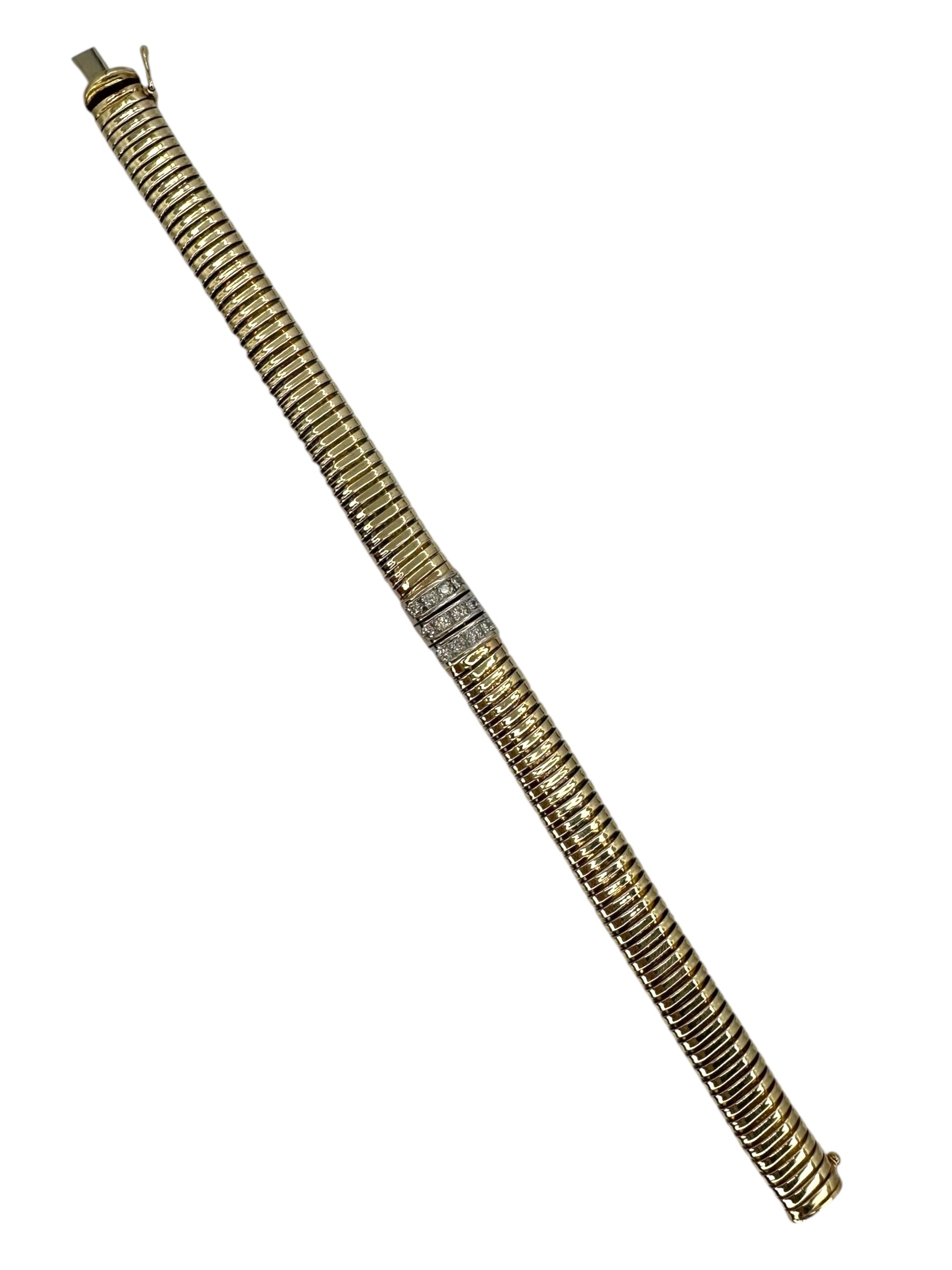 14k Diamond Station Tubogas Bracelet