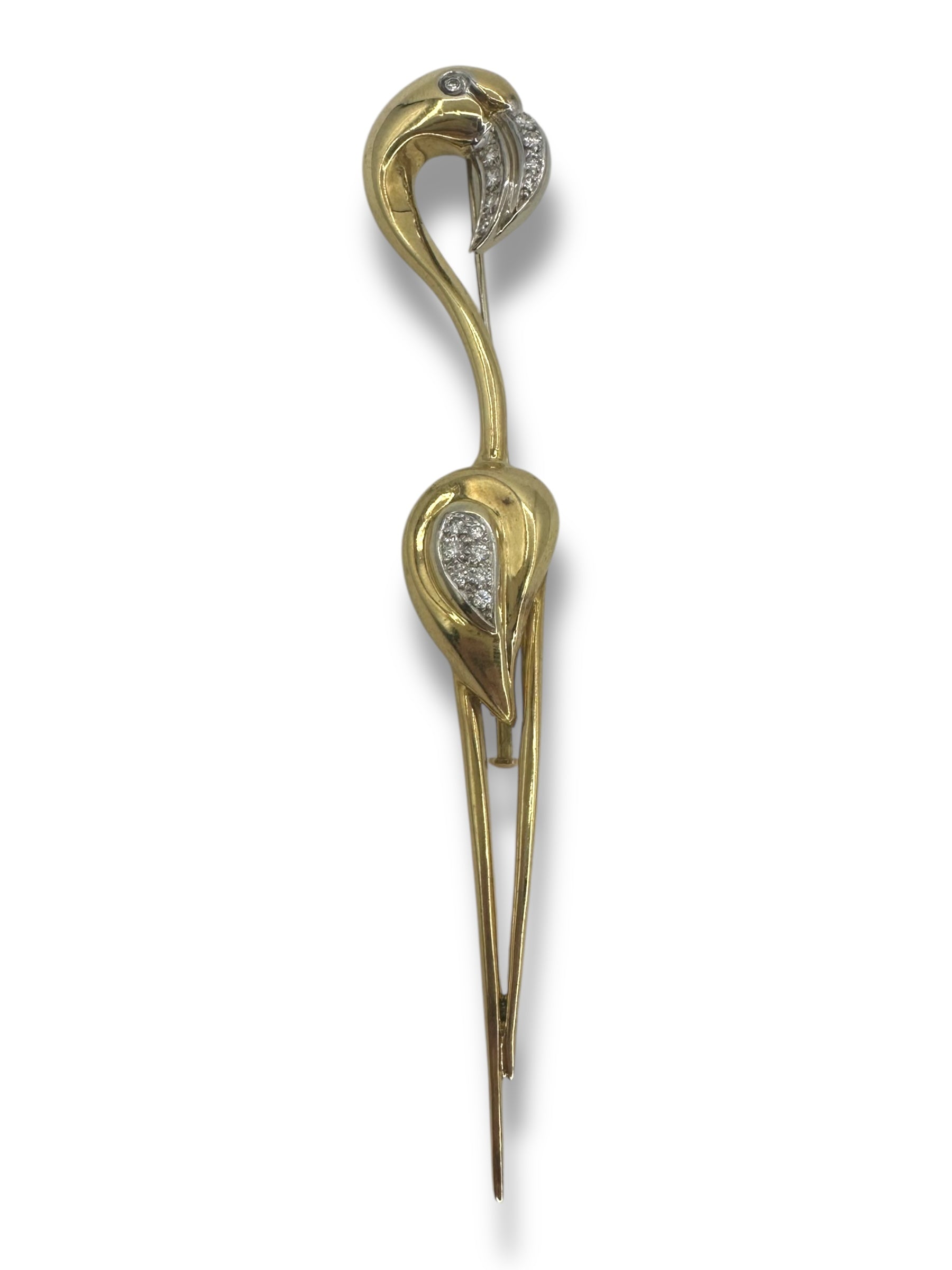 18k Diamond Flamingo Brooch