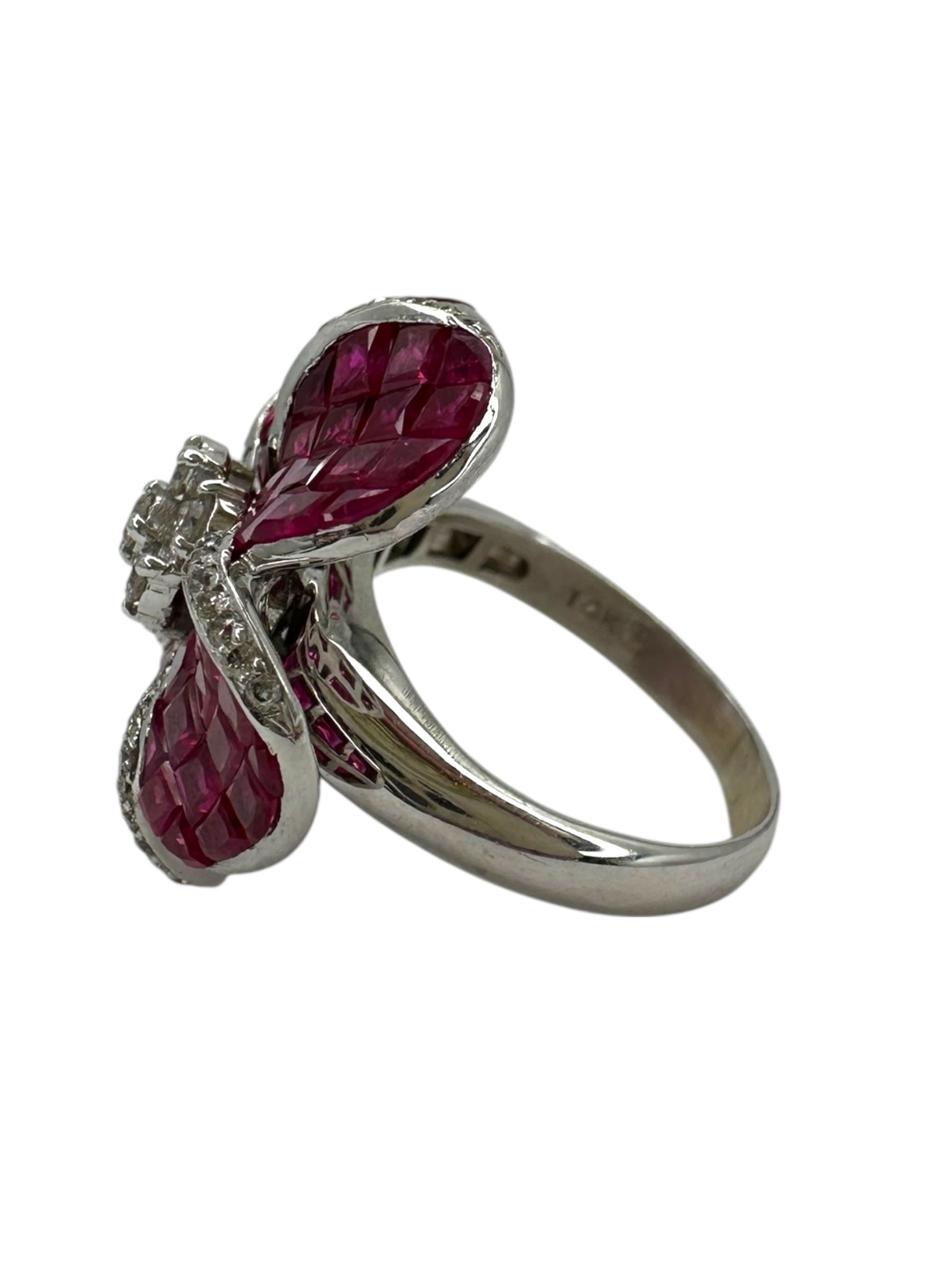 14k Ruby Diamond Flower Ring