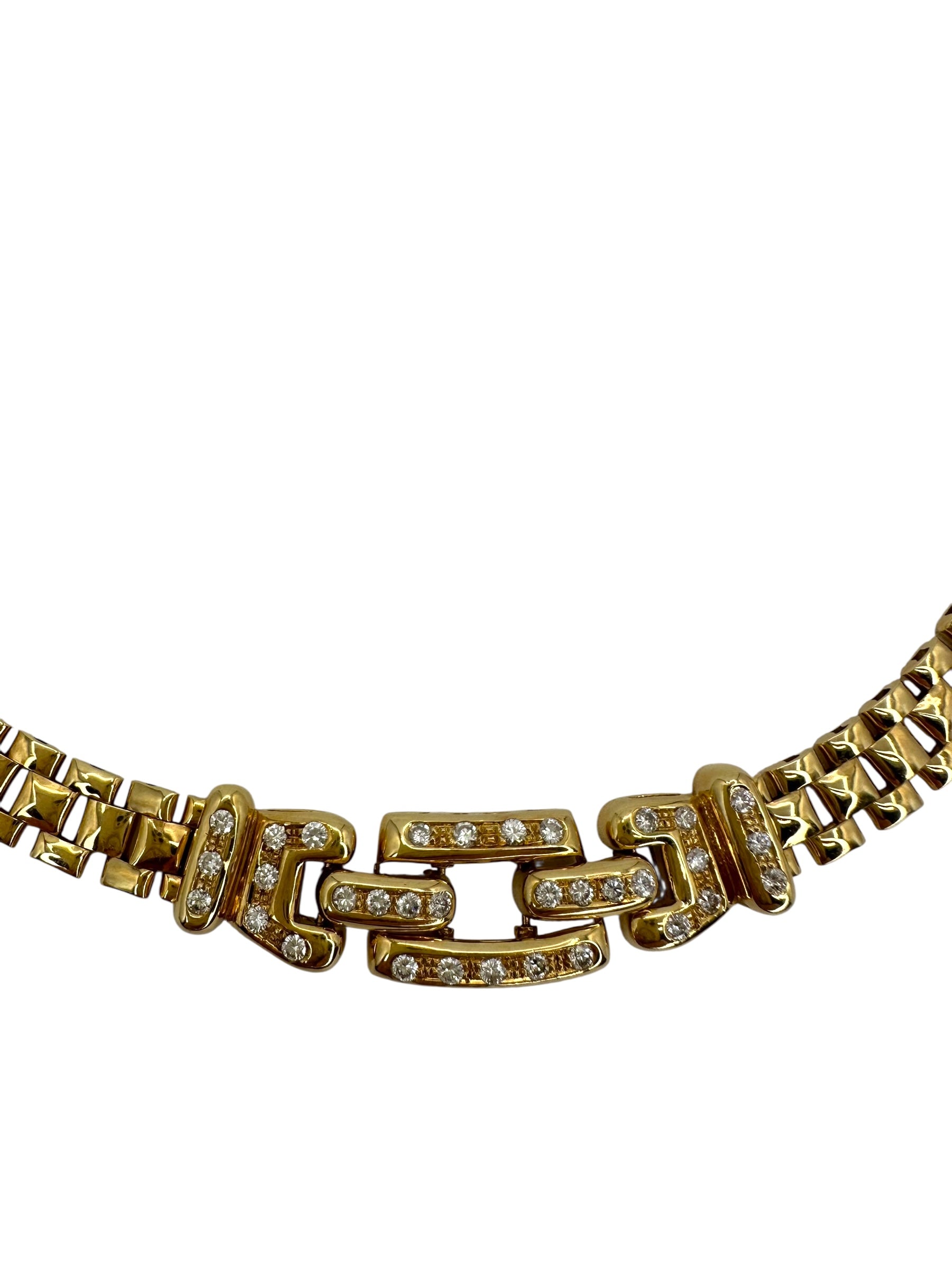 14k Diamond Panther Link Collar Necklace