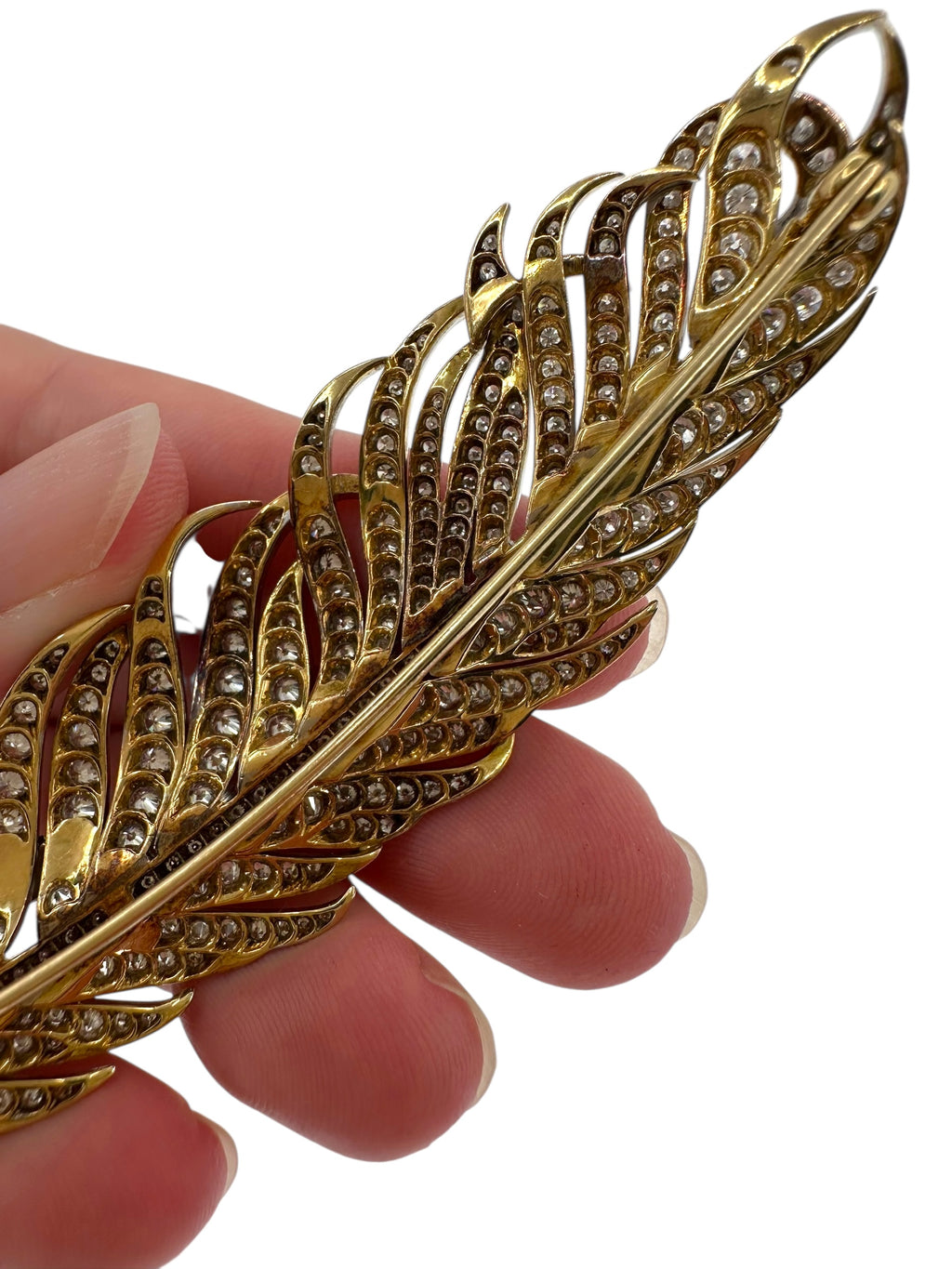 Platinum/ 18k Diamond Feather Brooch