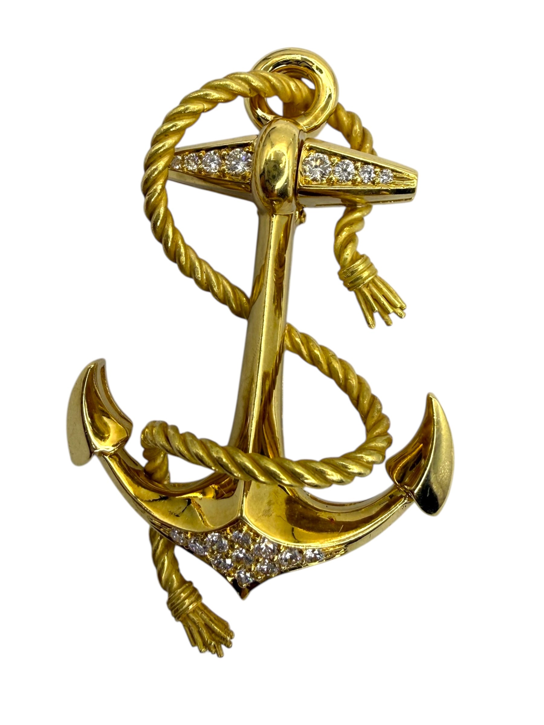 18k Diamond Anchor Brooch/Pendant