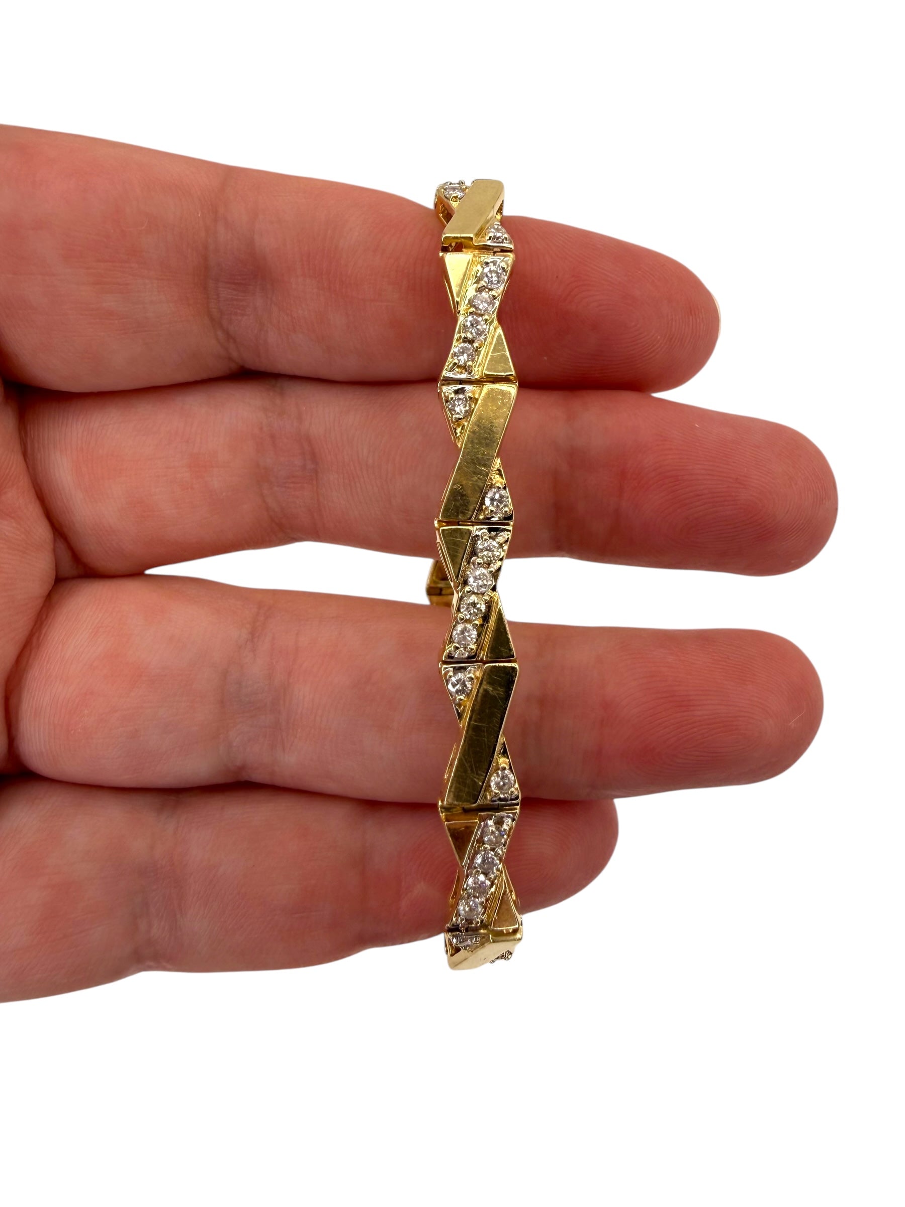 14k Diamond Cross Over Bracelet