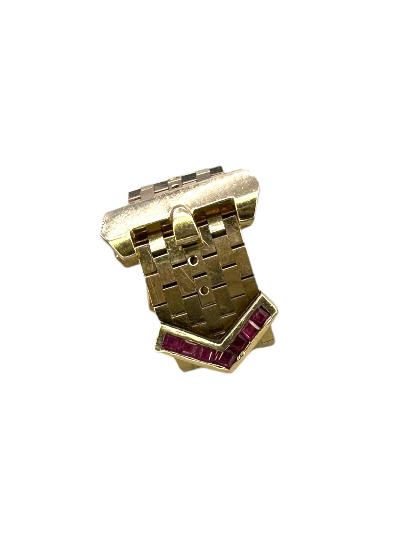 14k Retro Ruby Buckle Ring