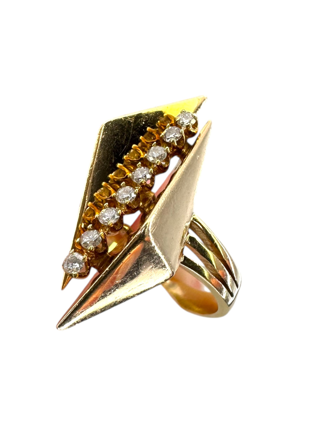 14k Diamond Geometric Shard Ring