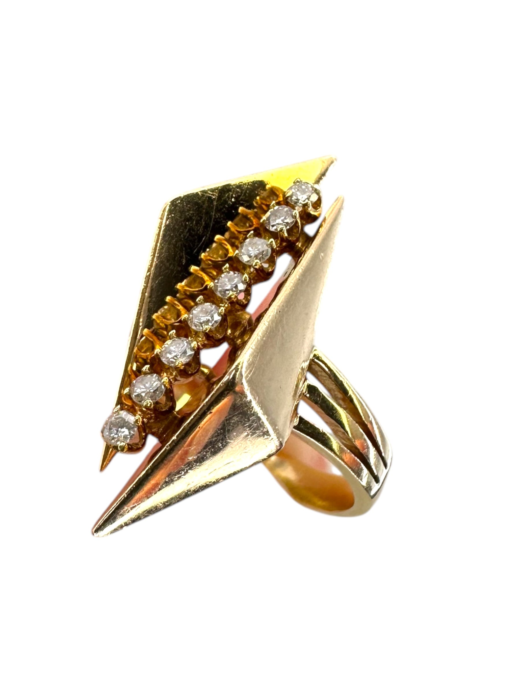 14k Diamond Geometric Shard Ring