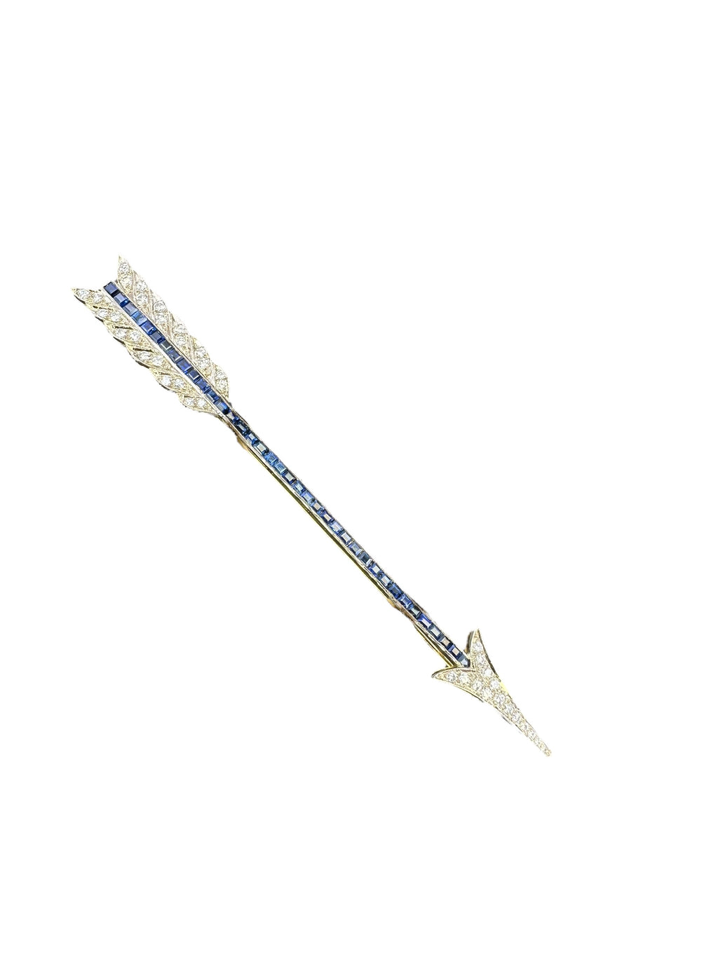18k Sapphire Diamond Arrow Brooch