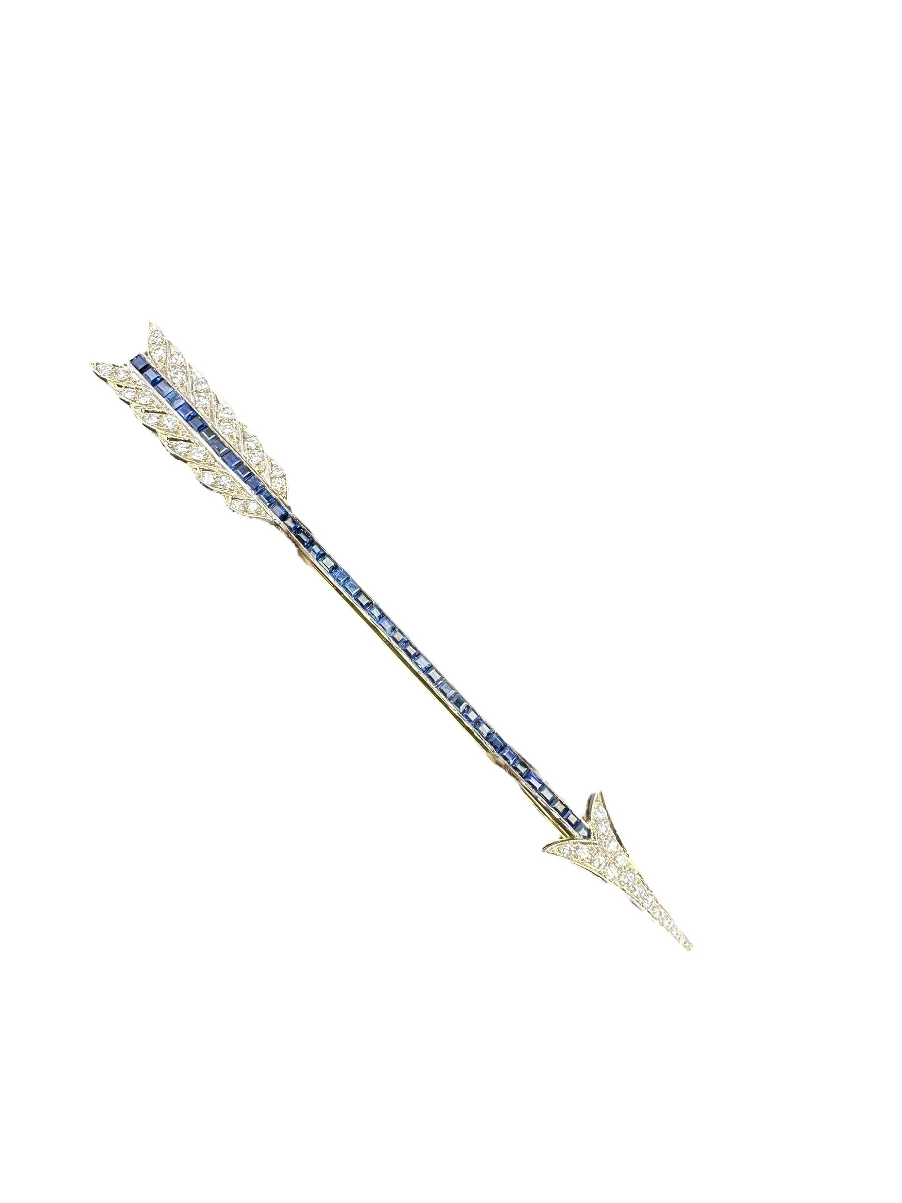 18k Sapphire Diamond Arrow Brooch
