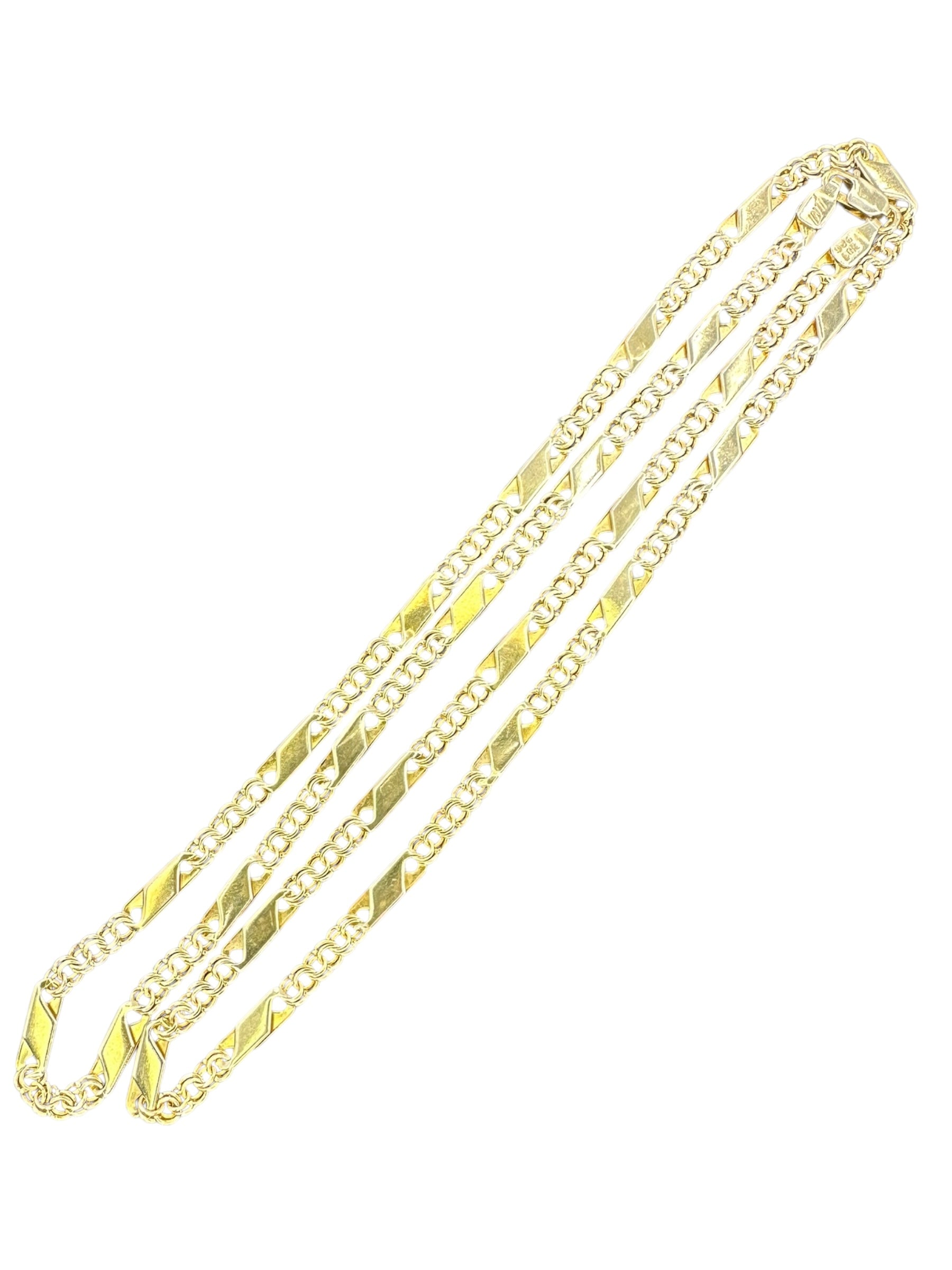 14k Fancy Bar Link Chain Necklace