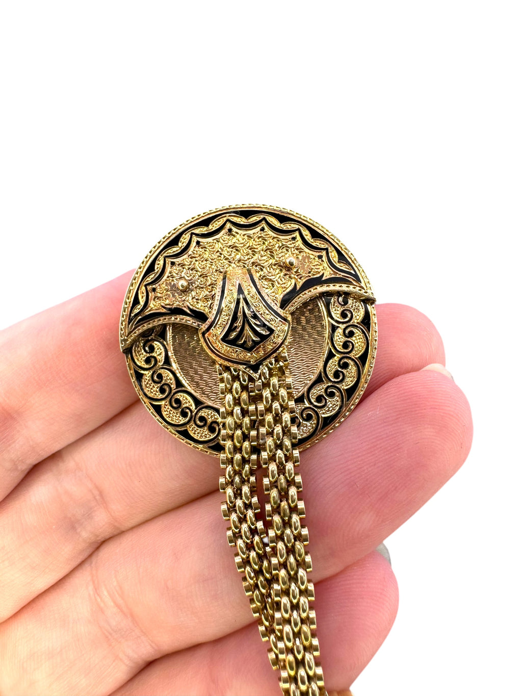 14k Victorian Brooch Watch Chain