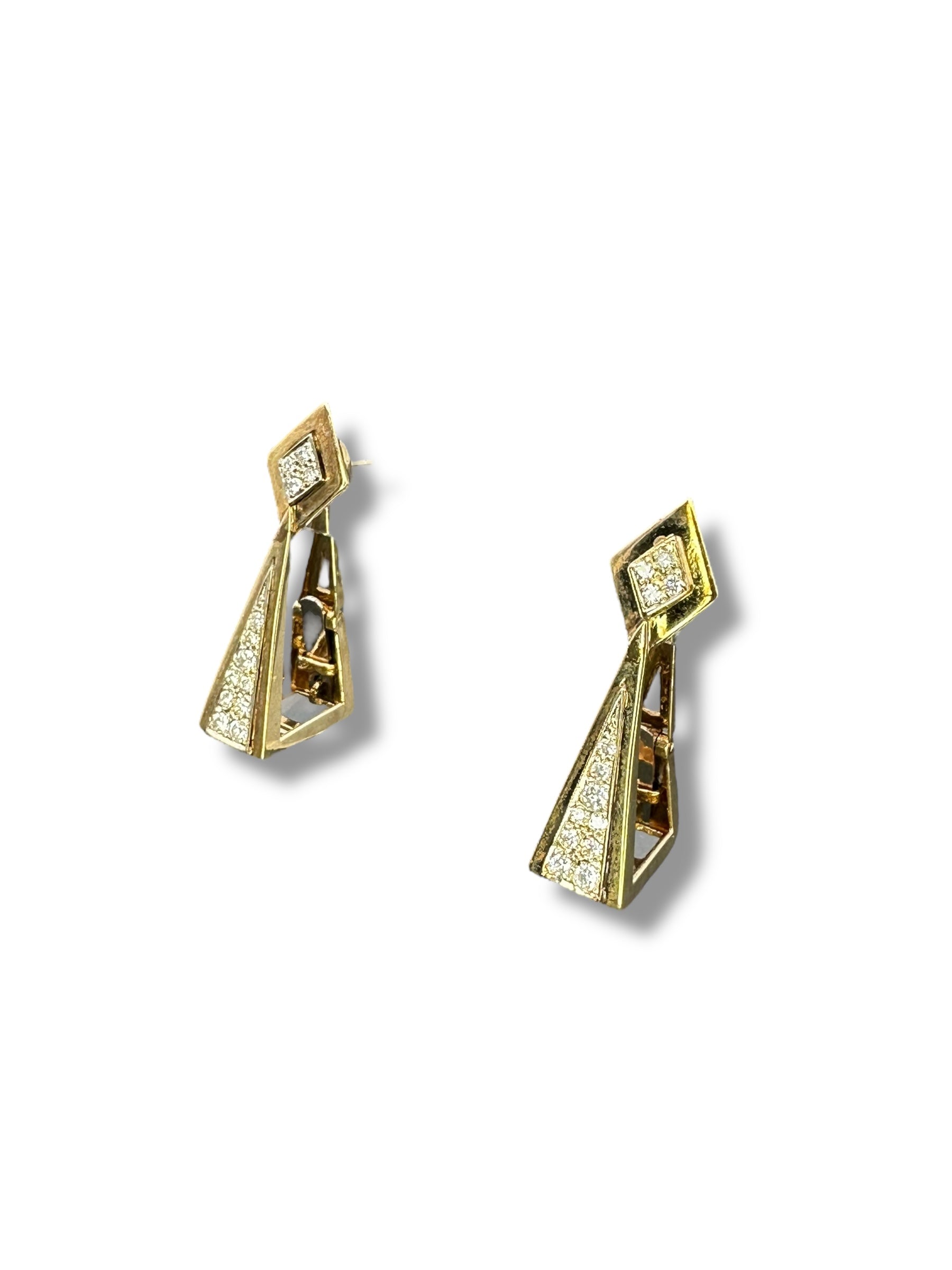 14k Diamond Drop/ Hoop Earrings