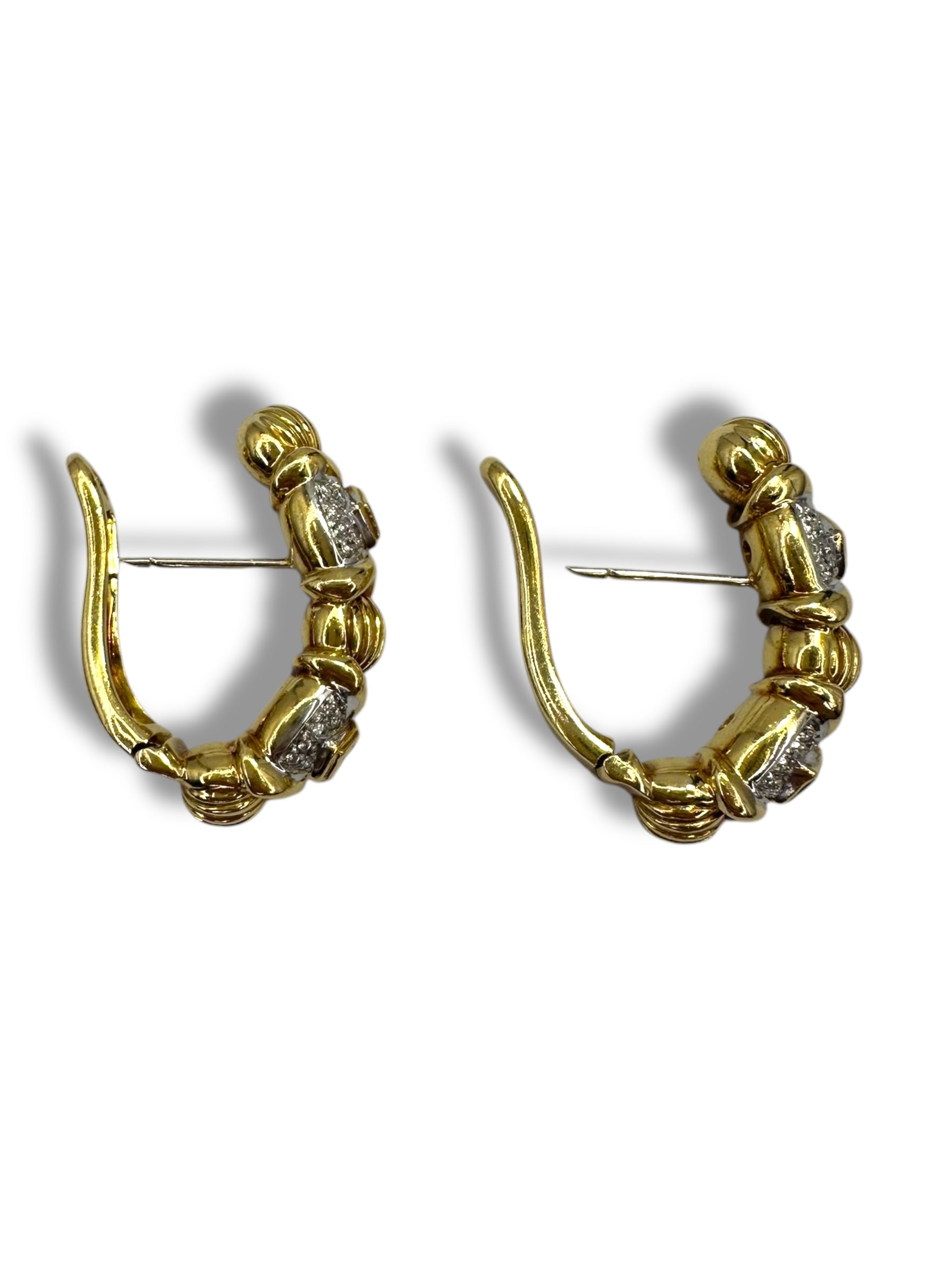 18k Emerald Diamond Hoop Earrings