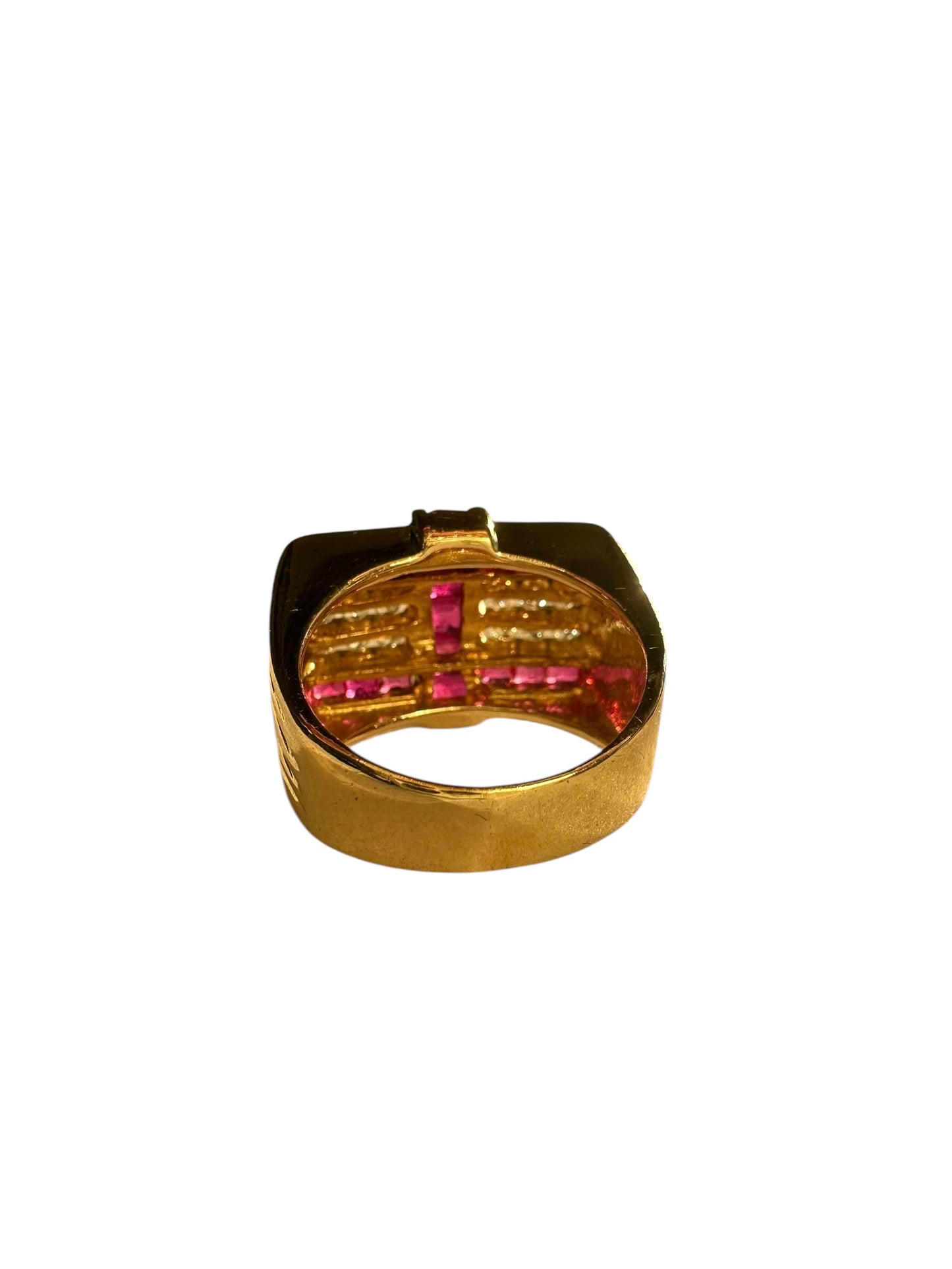 14k Ruby Diamond Geometric Ring