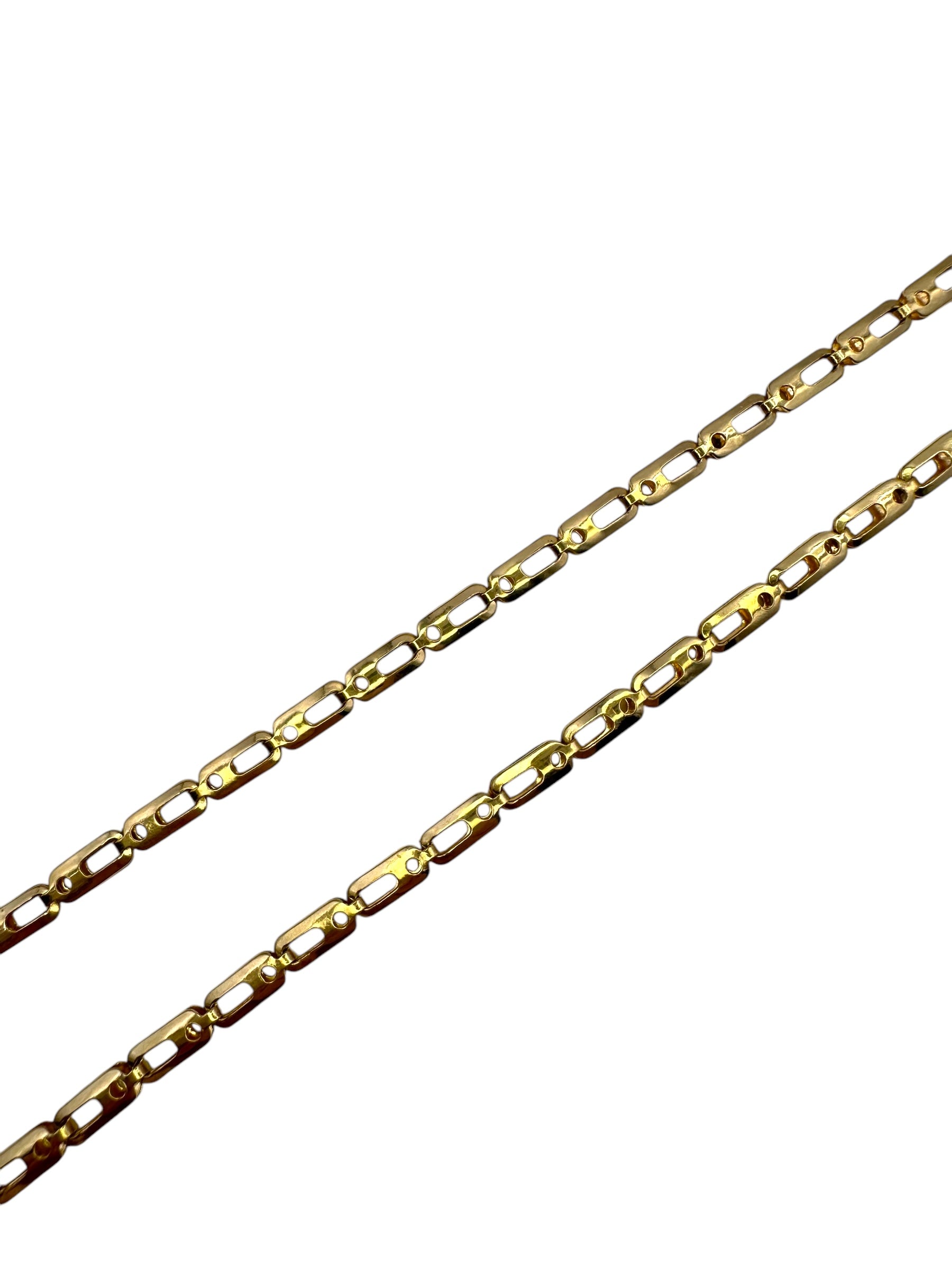 18k Yellow Gold Dot Dash Fancy Link Necklace