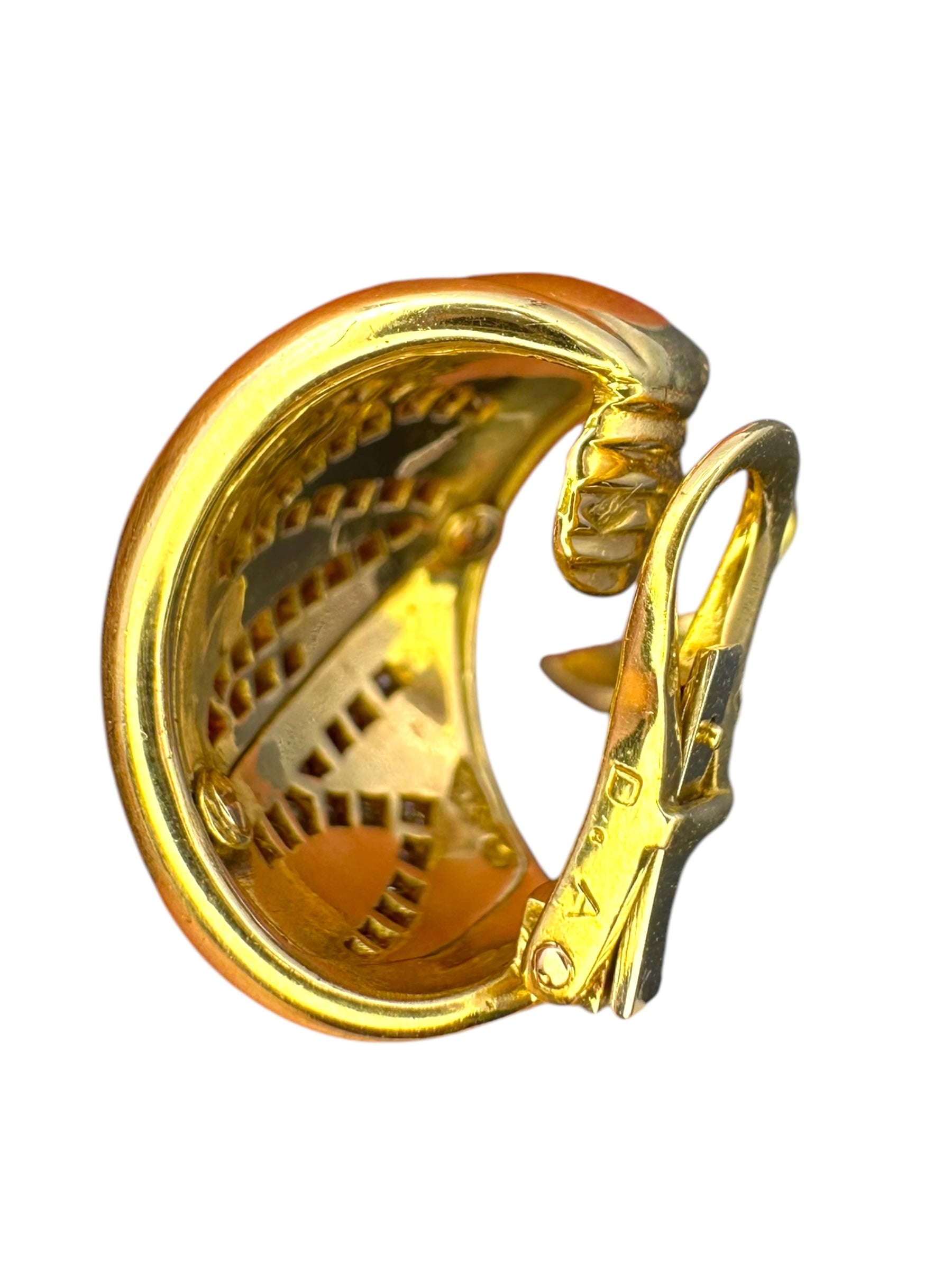 18k Tiger Stripe Diamond Huggie Ear Clips
