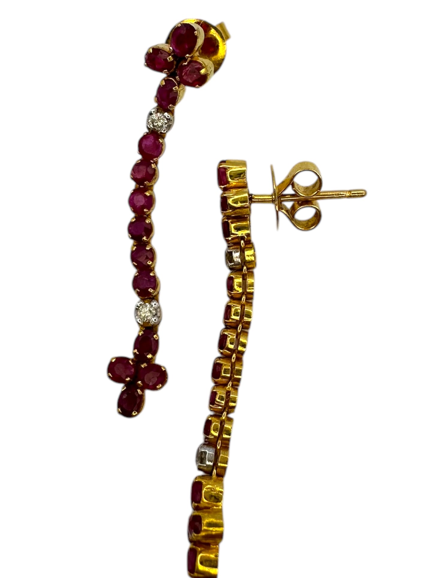 21k Ruby Diamond Cross Drop Earrings