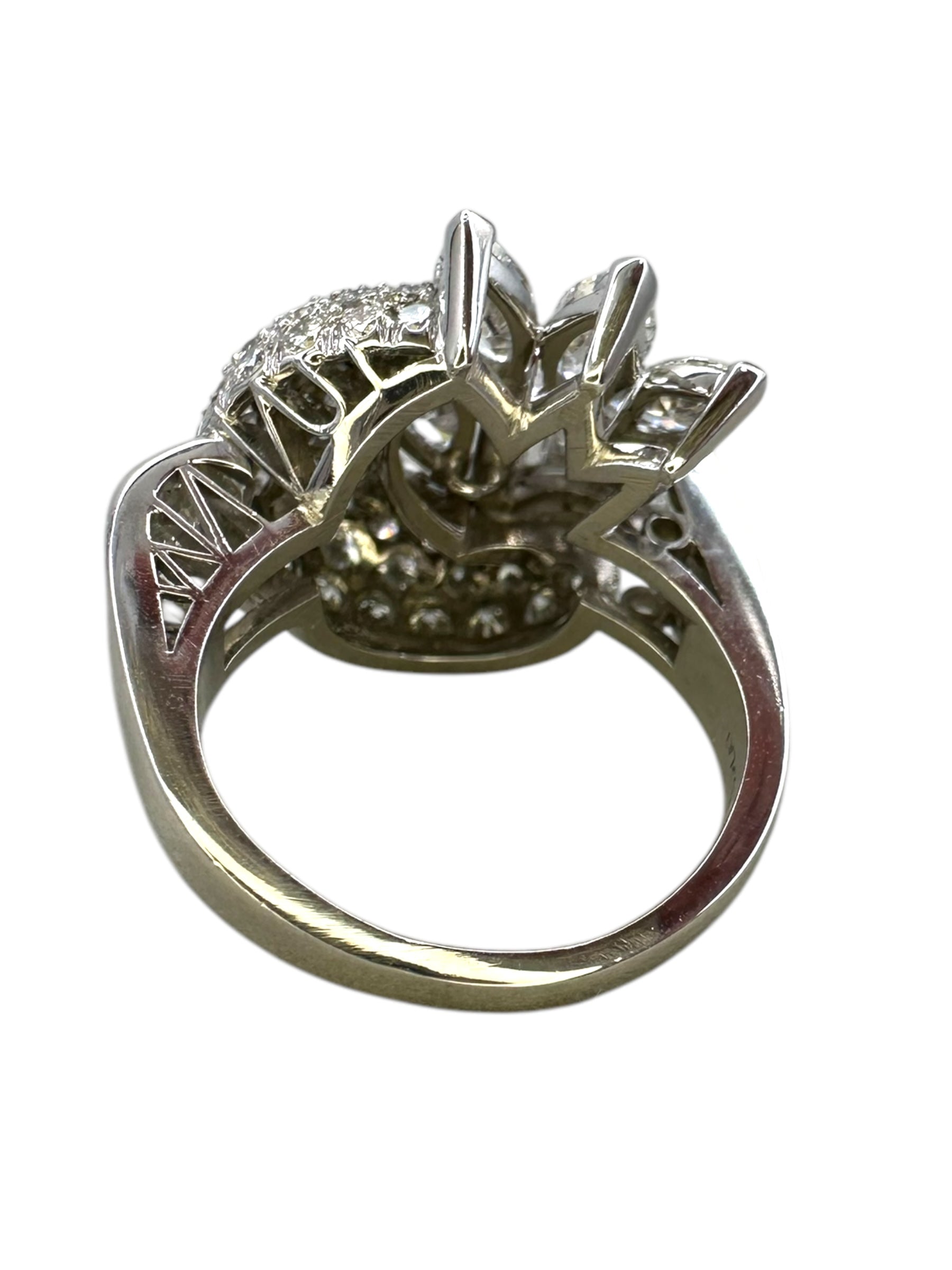 Retro Platinum Diamond Cocktail Ring