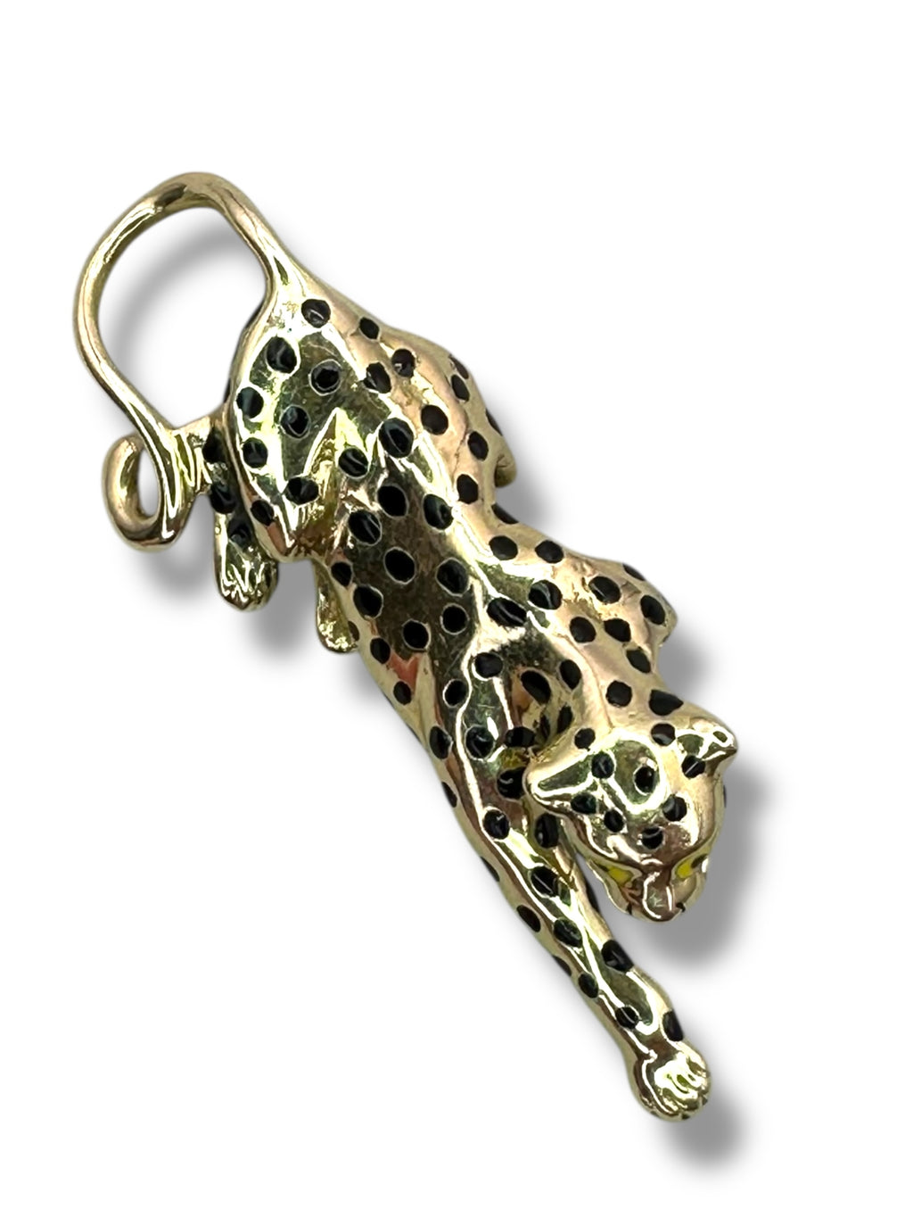 14k Enamel Panther Slide Pendant