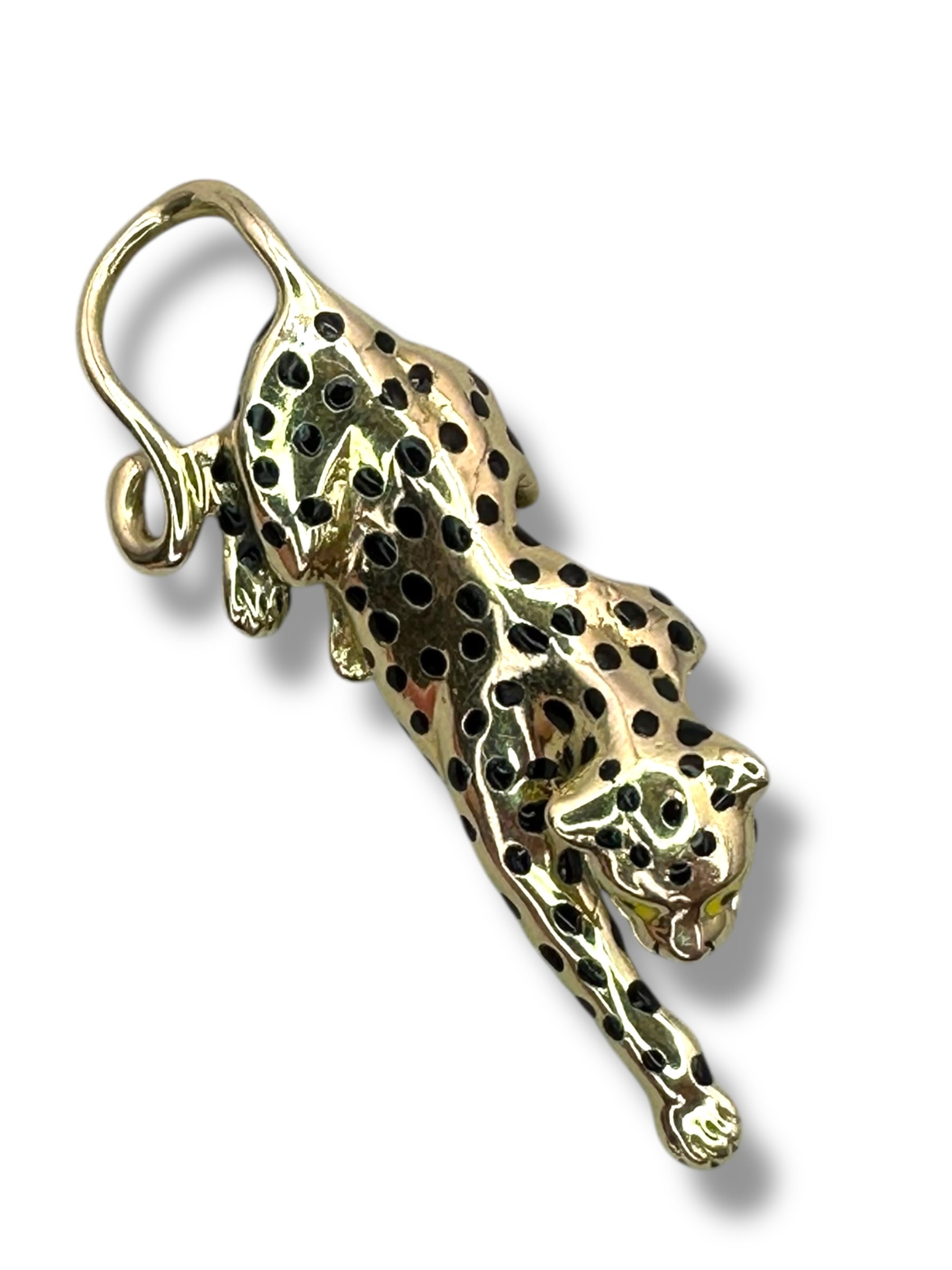 14k Enamel Panther Slide Pendant