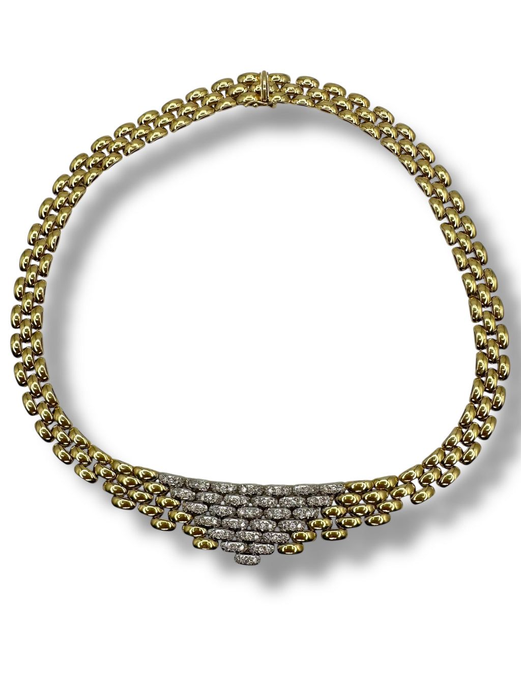 14k Diamond Panther Link Collar Necklace