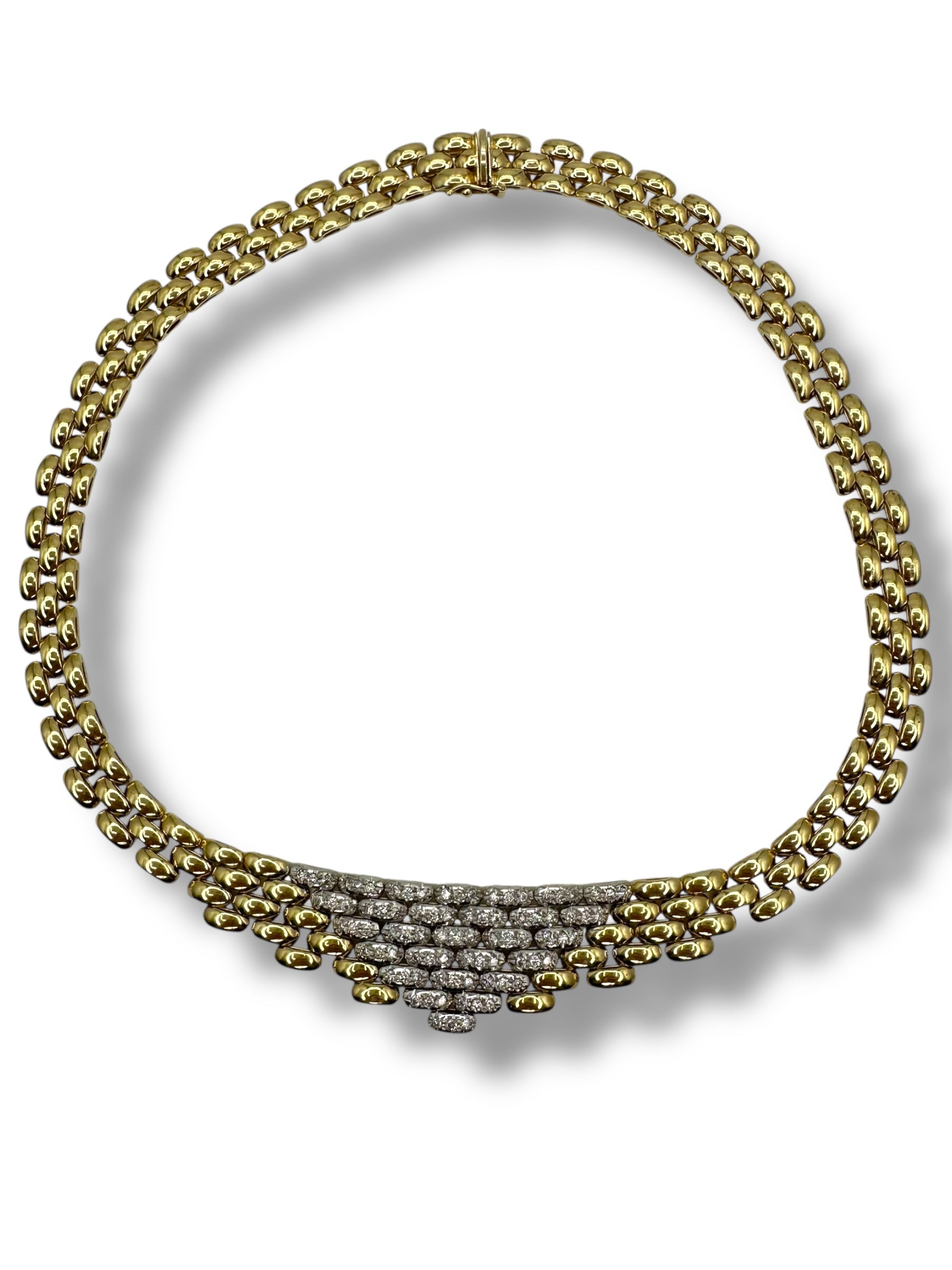 14k Diamond Panther Link Collar Necklace