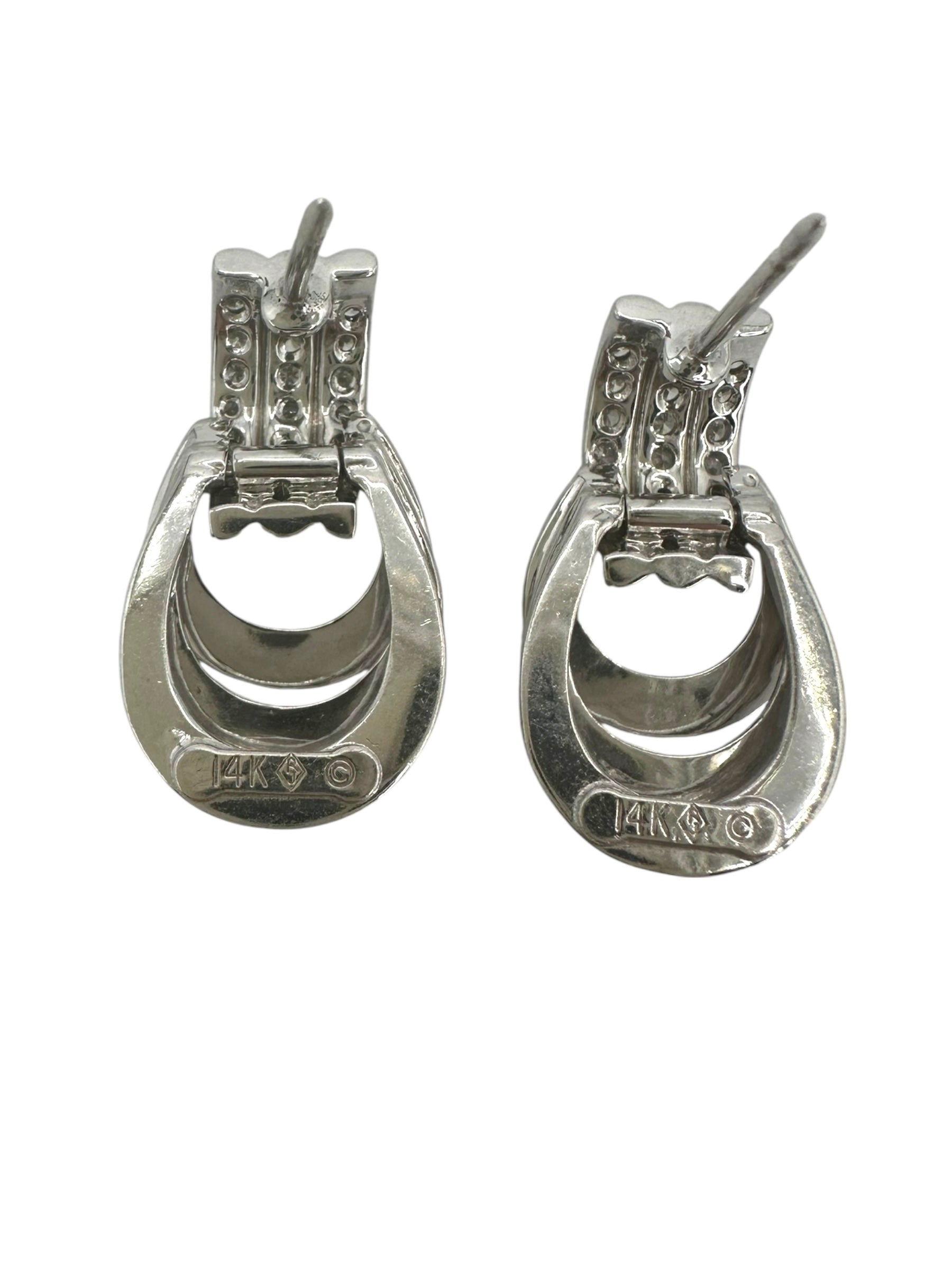 14k Diamond Door Knocker Earrings