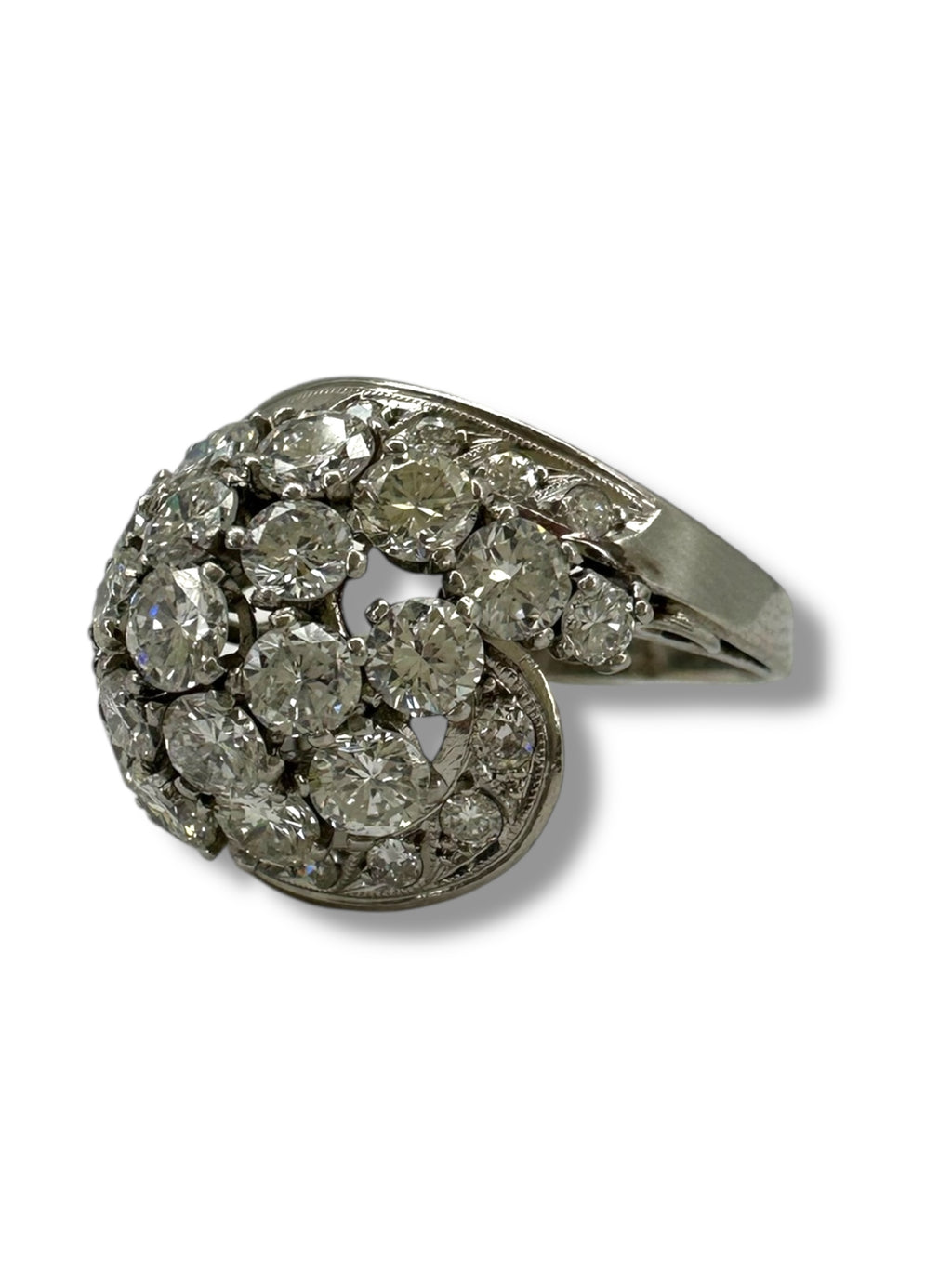 Platinum Bombe Cluster Cocktail Ring