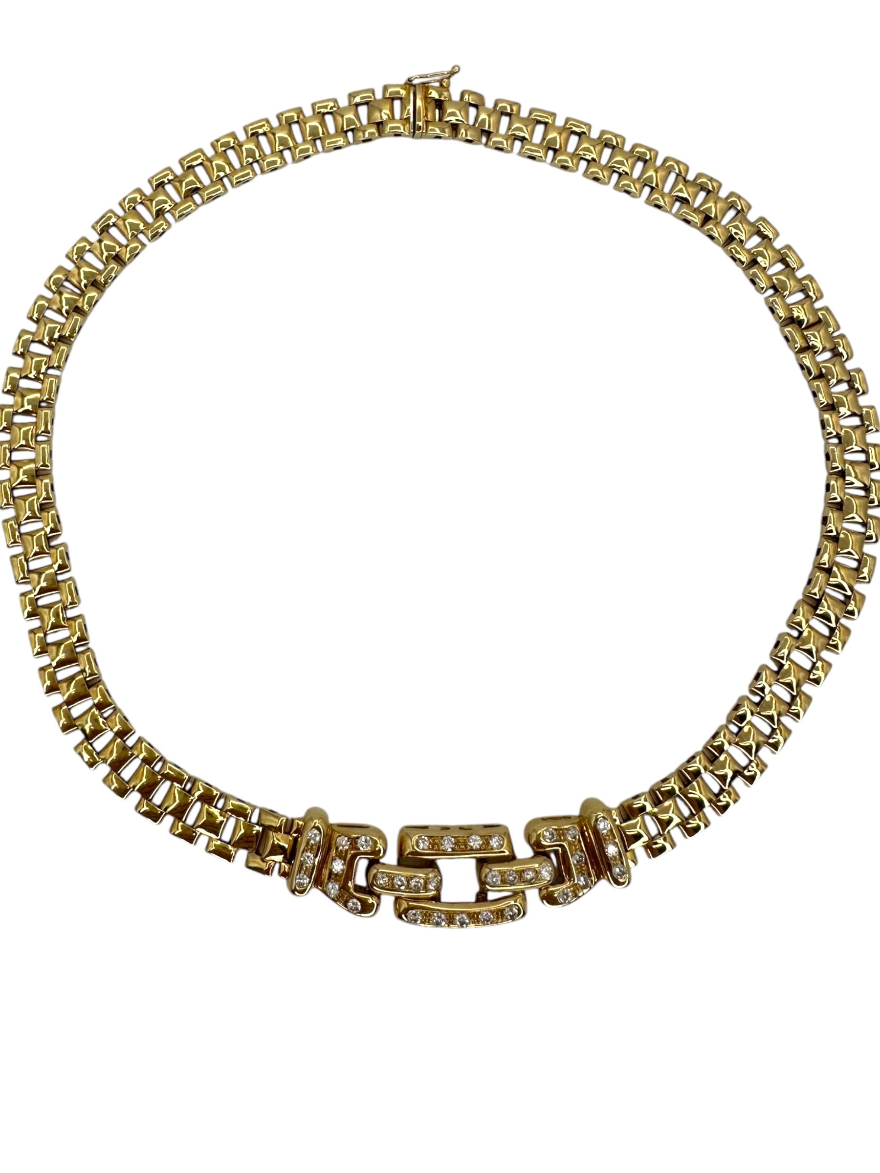 14k Diamond Panther Link Collar Necklace